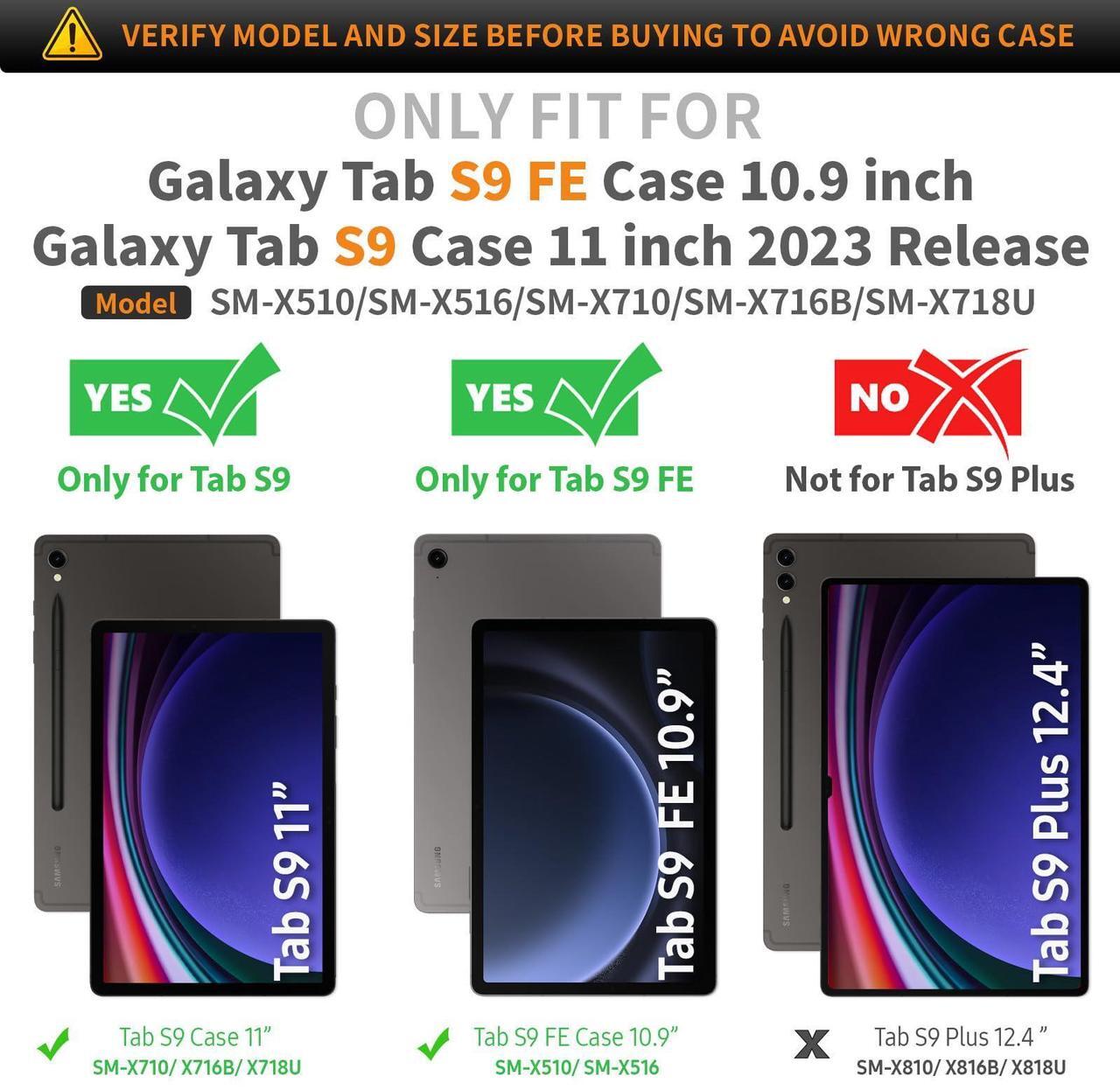 Alt view image 2 of 5 - Timecity Case for Samsung Galaxy Tab S9 FE 5G 10.9''/ Tab S9 11'' 2023: Heavy Duty Protection Case with Screen Protector, S Pen Holder, [360 Rotating Hand Grip] &Stand, S9 FE/S9 Tablet Case, Black