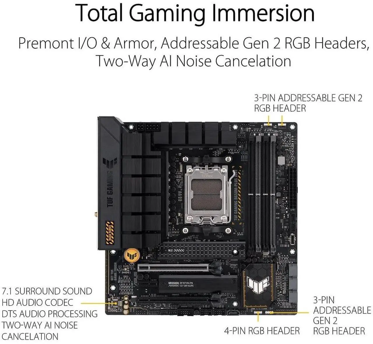 Alt view image 4 of 5 - ASUS TUF GAMING B650M-PLUS WIFI Socket AM5 (LGA 1718) Ryzen 7000 mATX gaming motherboard(14 power stages, PCIe(r) 5.0 M.2 support, DDR5 memory, 2.5 Gb Ethernet, WiFi 6, USB4(r) support and Aura Sync)