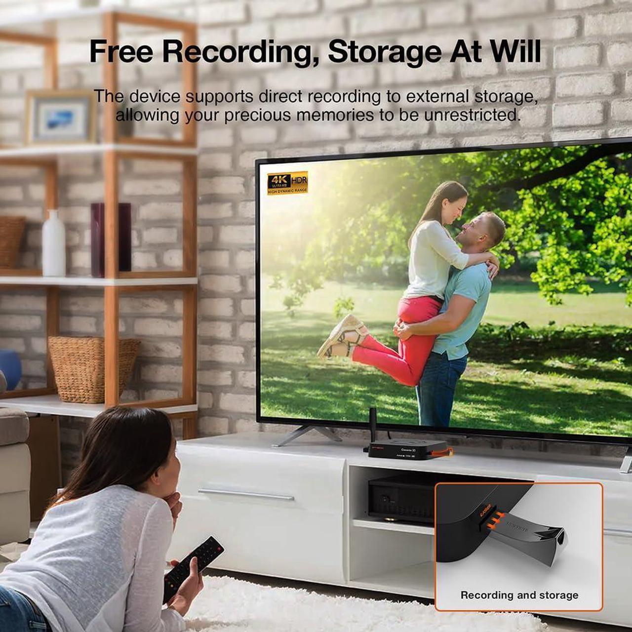 Alt view image 3 of 5 - 4K ATSC 3.0 NextGen TV Tuner - Free OTA Channels, ATSC 1.0/3.0, Clear QAM, HDR, Dolby Audio, Free DVR Recording, Wi-Fi, Bluetooth, Universal Remote & On-Screen Guide
