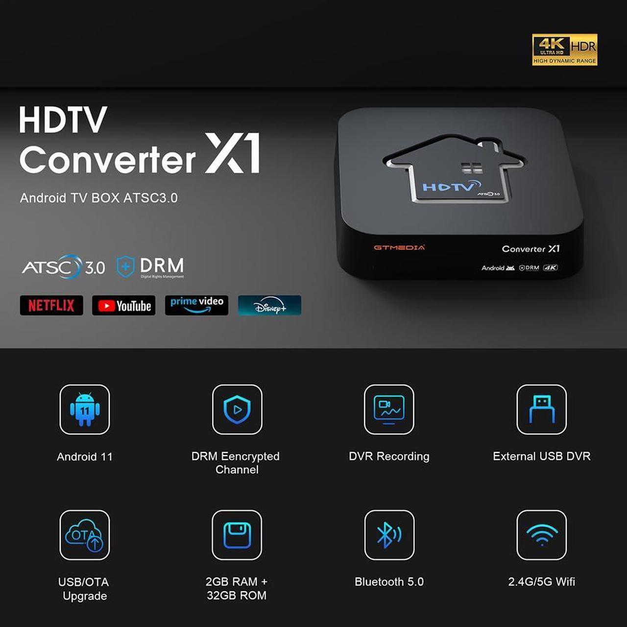 Alt view image 4 of 5 - 4K ATSC 3.0 NextGen TV Tuner - Free OTA Channels, ATSC 1.0/3.0, Clear QAM, HDR, Dolby Audio, Free DVR Recording, Wi-Fi, Bluetooth, Universal Remote & On-Screen Guide