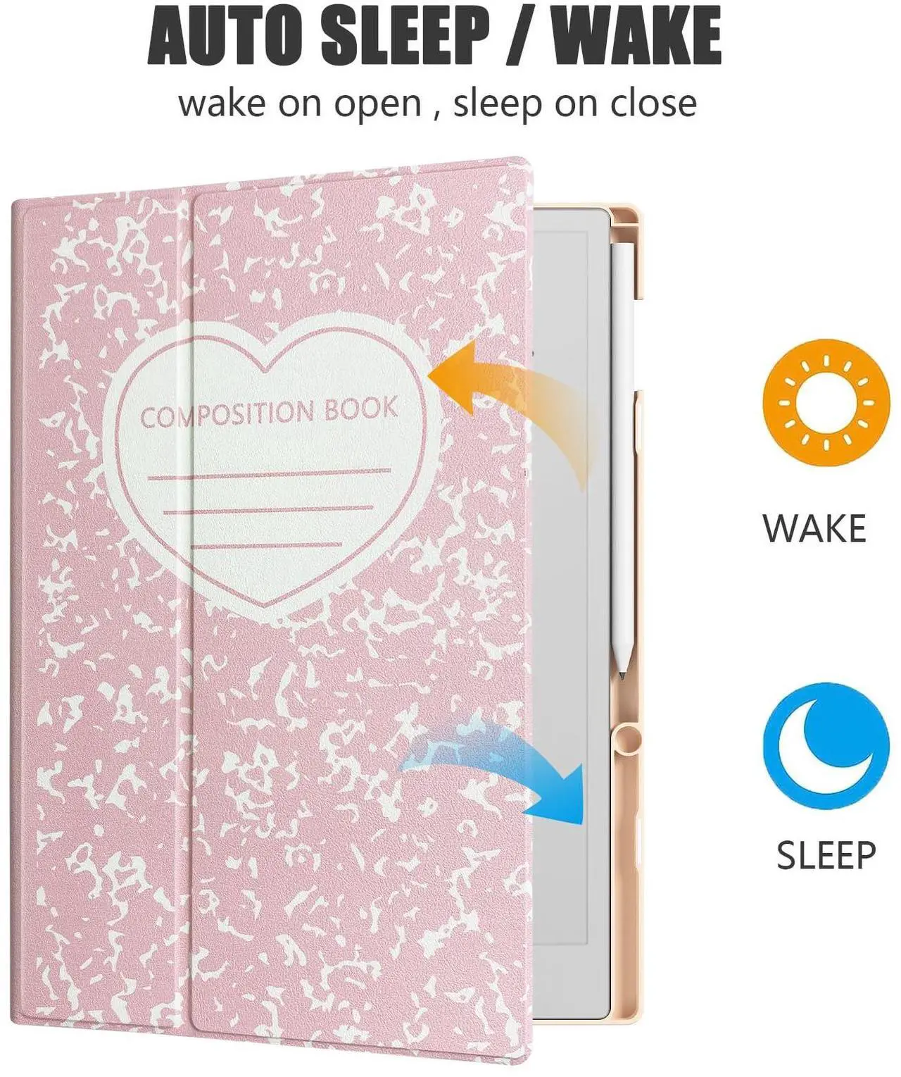 Alt view image 3 of 5 - E NET-CASE Case for Remarkable Paper Pro Color 11.8"- Multi-Viewing & Auto Sleep/Wake Book Folio Cover with Built-in Pen Holder for Remarkable Paper Pro Tablet 11.8 inch 2024 Released (Pink-Book)