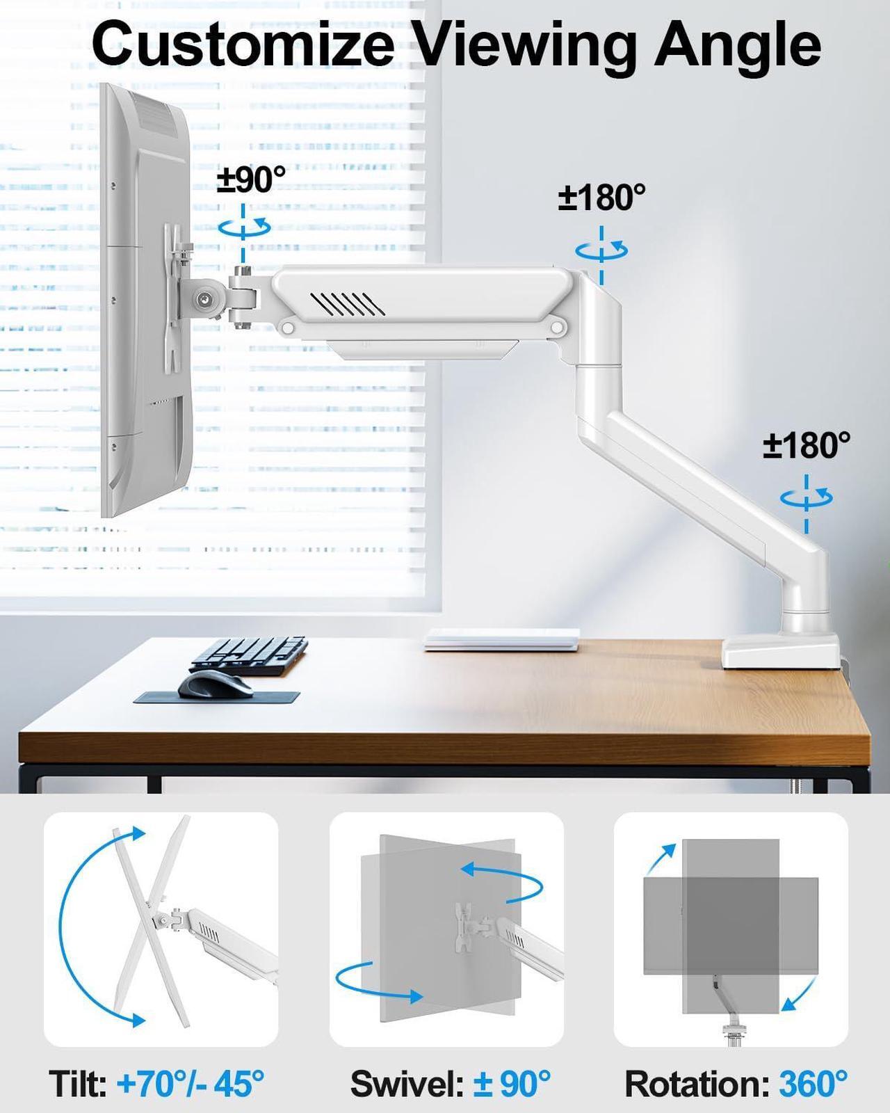 Alt view image 3 of 5 - Single Monitor Mount Arm Fits Monitor up to 32 Inch, Monitor Desk Mount Holds 4.4-19.8lbs Computer Screen, Full Motion Gas Spring Monitor Desk Mount, VESA Mount 75x75, 100x100, Freelift