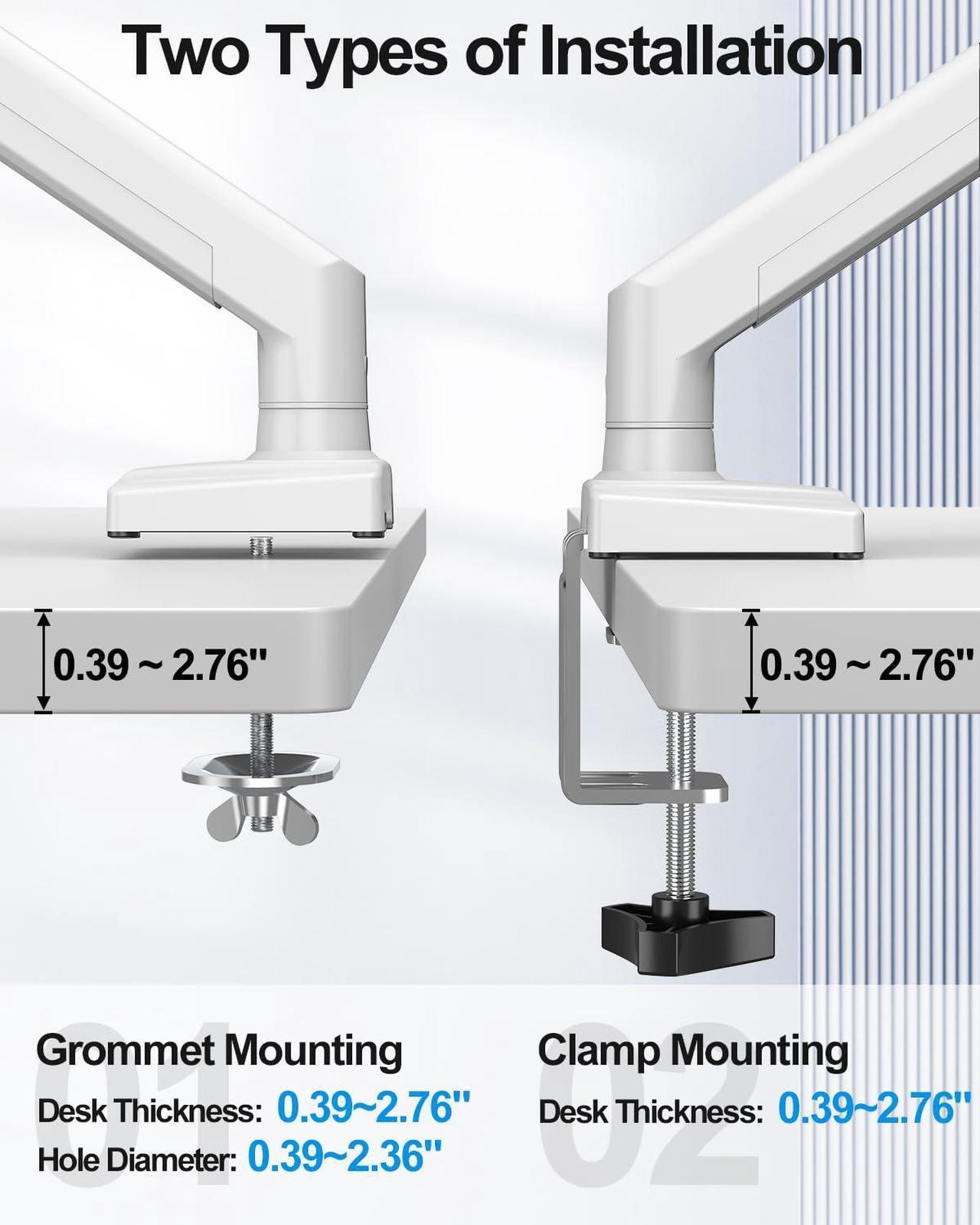 Alt view image 5 of 5 - Single Monitor Mount Arm Fits Monitor up to 32 Inch, Monitor Desk Mount Holds 4.4-19.8lbs Computer Screen, Full Motion Gas Spring Monitor Desk Mount, VESA Mount 75x75, 100x100, Freelift
