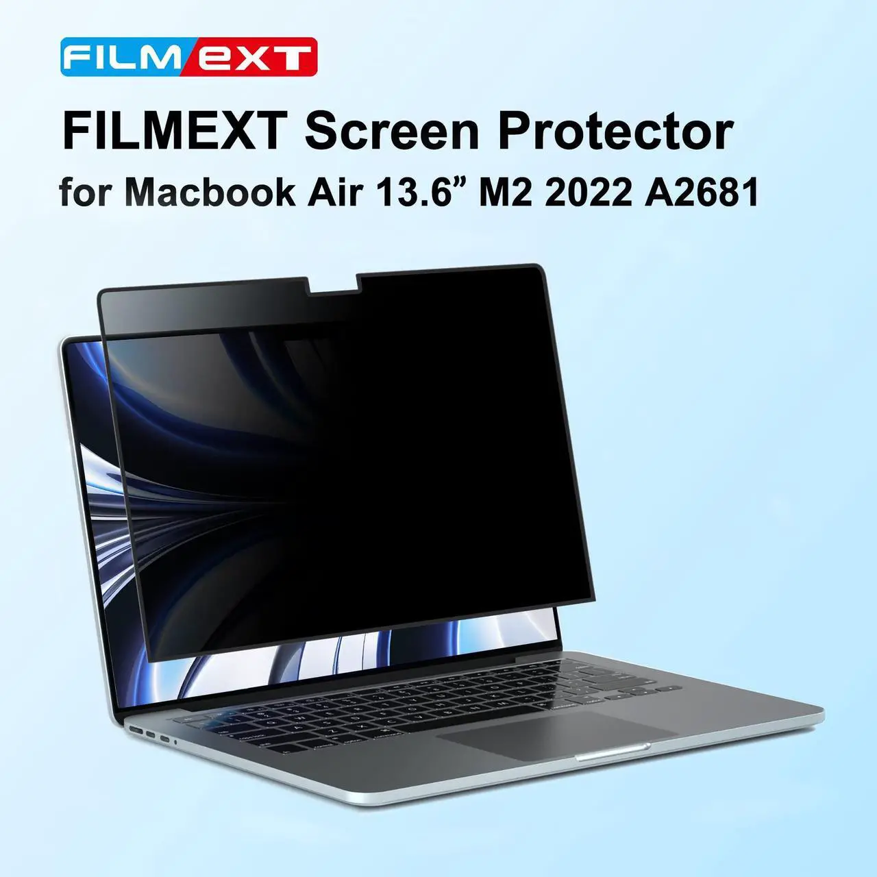 Alt view image 2 of 5 - FILMEXT MacBook Air M2 13.6-inch Screen Protector, Privacy Shield, 2022 Release (A2681), Polyethylene Terephthalate, 1 Piece