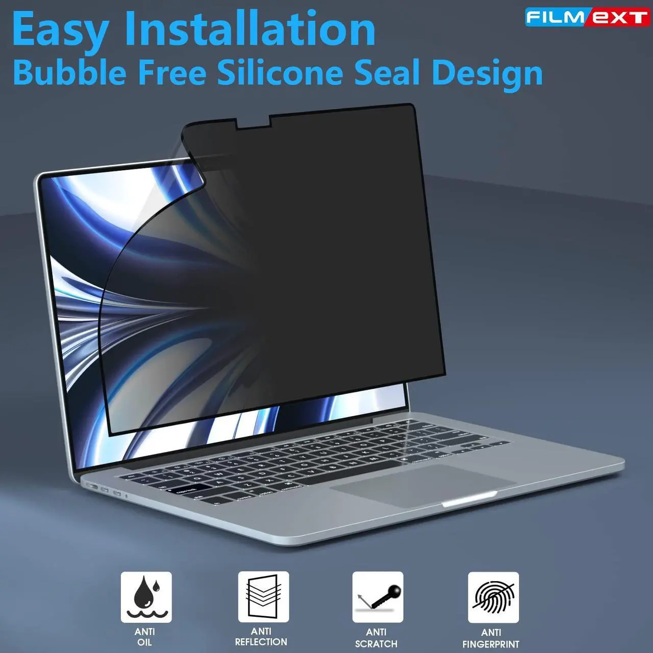 Alt view image 5 of 5 - FILMEXT MacBook Air M2 13.6-inch Screen Protector, Privacy Shield, 2022 Release (A2681), Polyethylene Terephthalate, 1 Piece