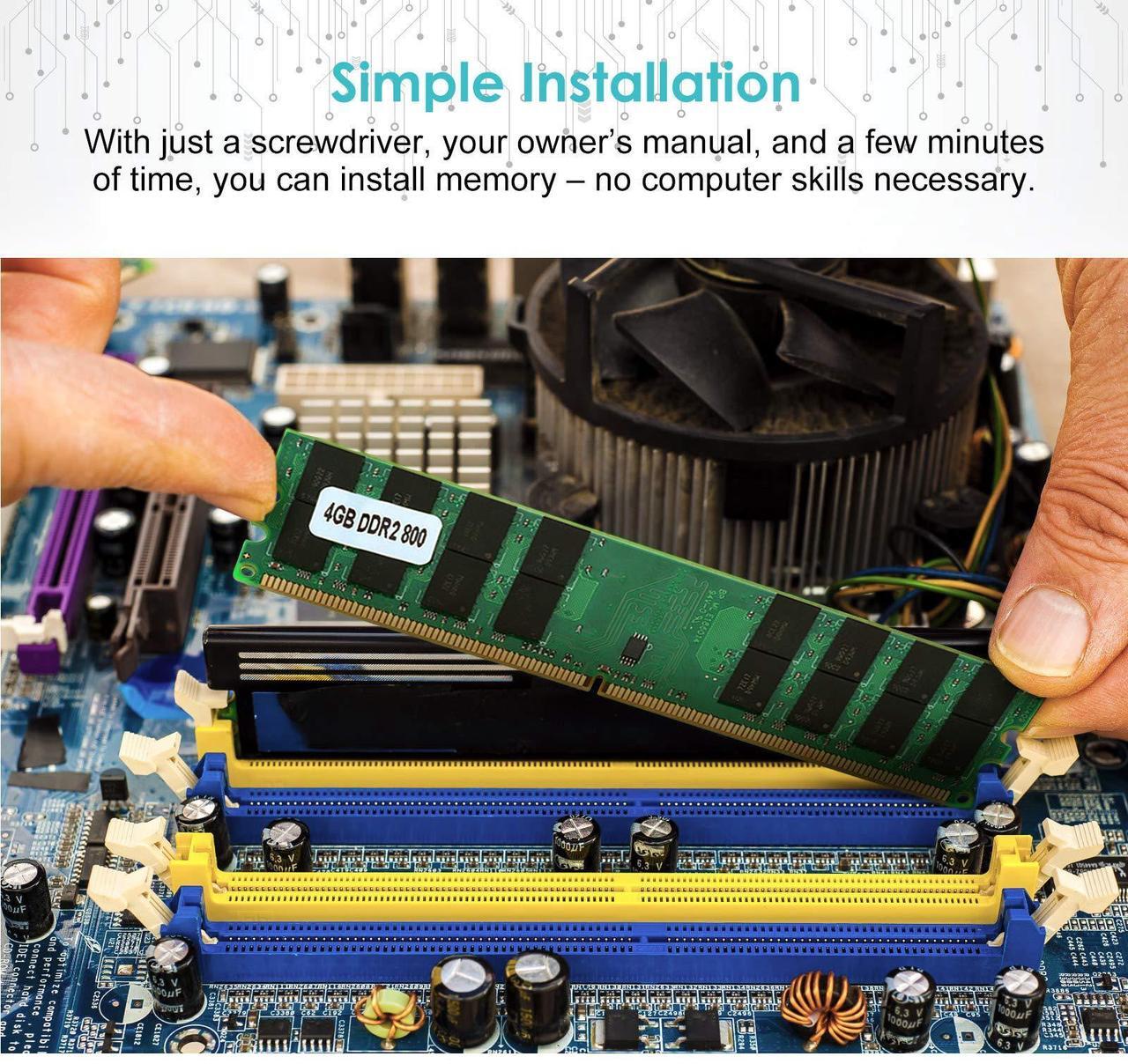 Alt view image 3 of 5 - DDR2 4GB Large Capacity 800MHZ Desktop, DDR2 Memory, 240 Pin DDR2 Module Only for AMD motherboards