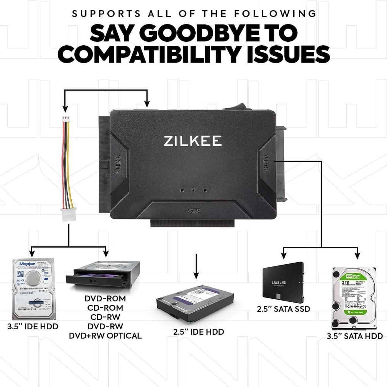 Alt view image 2 of 5 - ZILKEE Ultra Recovery Converter The Ultimate Hard Drive Reader & IDE to USB Adapter | 6TB Capacity, USB 3.0, SATA to USB Adapter for IDE to SATA, IDE to USB & Hard Drive Recovery | USB 2.0 Compatible