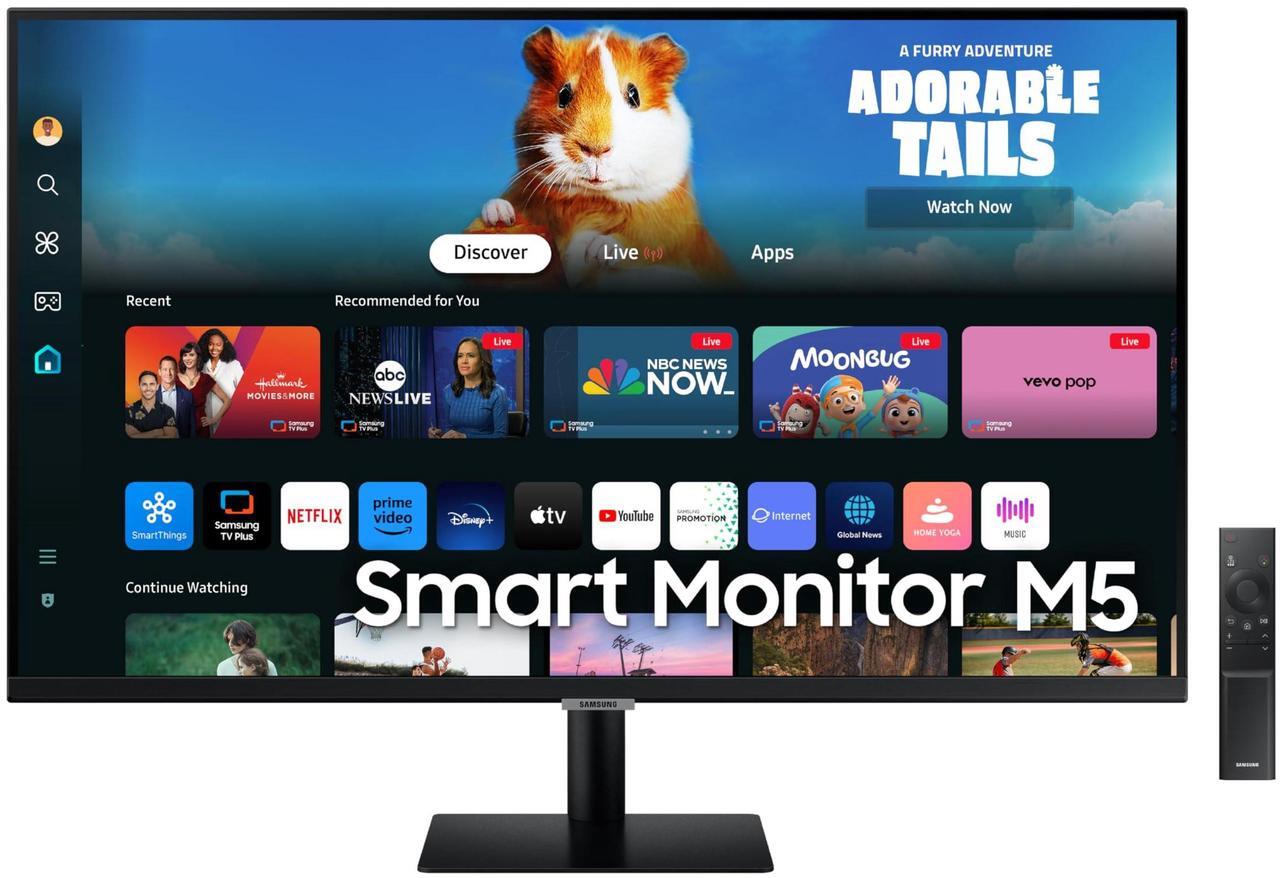 Main image of SAMSUNG 27-Inch M5 (M50D) Series FHD Smart Monitor with Streaming TV, Speakers, HDR10, Gaming Hub, Multiple Ports, Workout Tracker, Vision Accessibility Tools, LS27DM500ENXGO, 2024