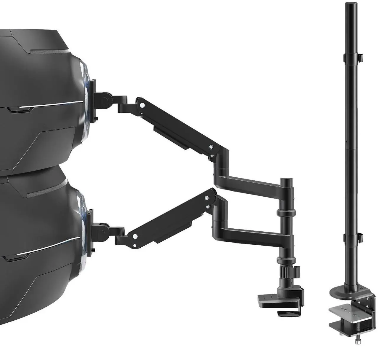 Main image of Bundle: 17-49 inch Heavy Duty Dual Monitor Arm and 31.5 inch Pole(with Iron Base)