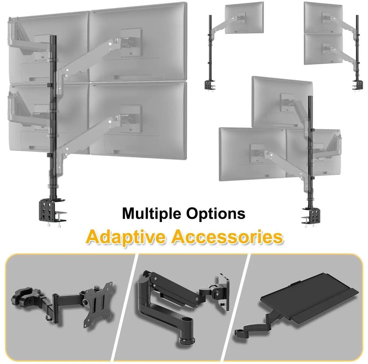 Alt view image 4 of 5 - Bundle: 17-49 inch Heavy Duty Dual Monitor Arm and 31.5 inch Pole(with Iron Base)