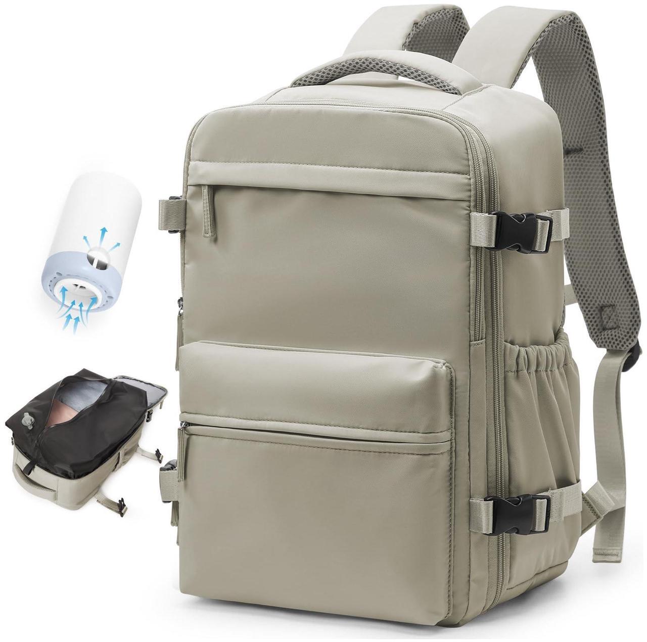 Main image of Large Vacuum Travel Backpack with Pump for Women,Airback Personal Item Carry on Backpacks Flight Approved 18x14x8 inches for Men,Laptop Waterproof Work Compression bags Casual Daypack,GreyBrown