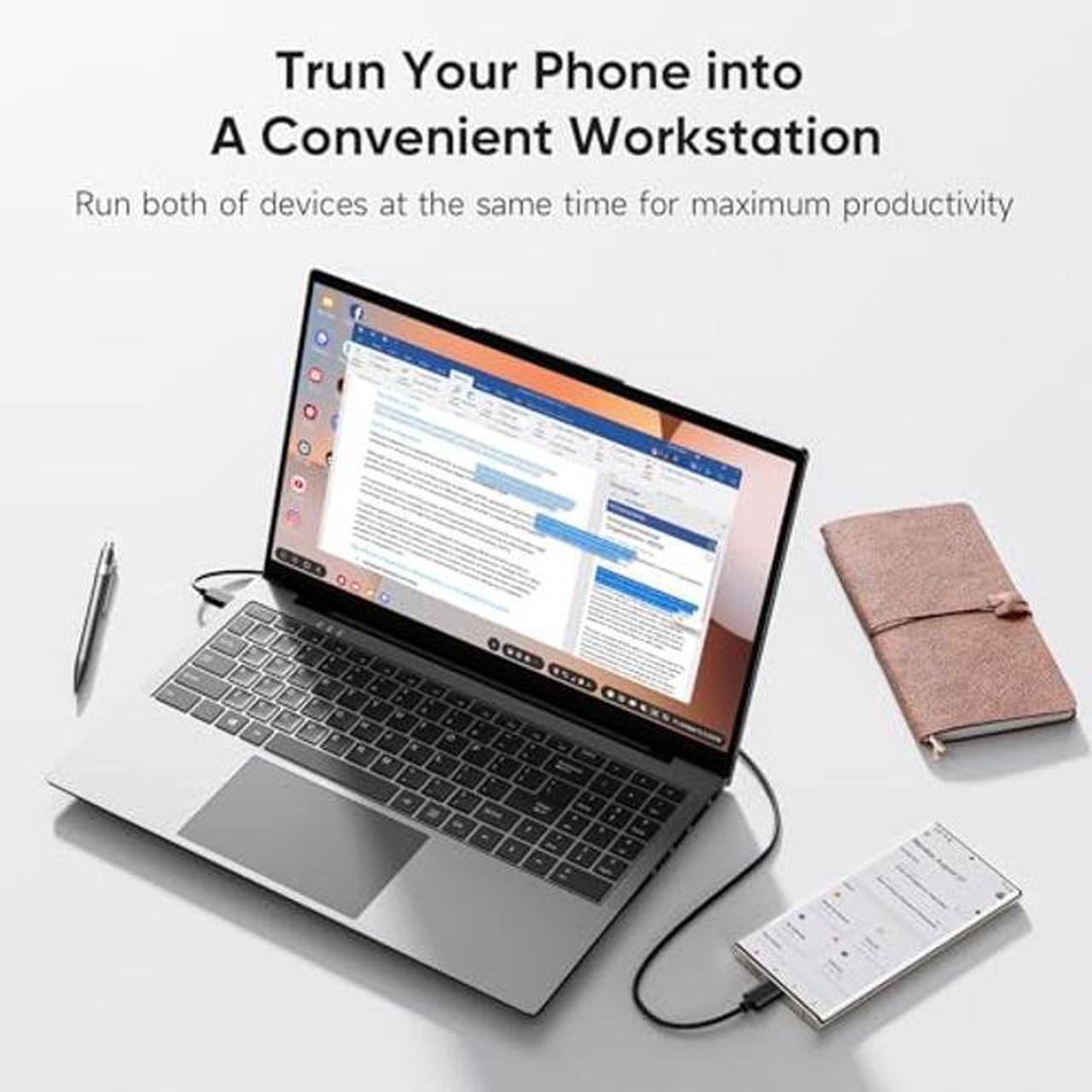 Alt view image 3 of 5 - 15.6 inch Lapdock for Samsung DeX and Mac Mini, Lap Experience for Samsung Phone and Mini PC, Portable Monitor with Keyboard Compatible with Samsung S24/23, Z Fold 6/5, Note 20/10, Steam Deck - Grey