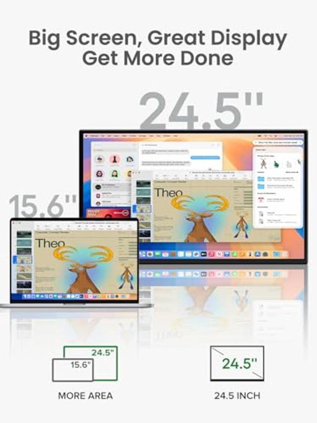 Alt view image 2 of 5 - EPORMOT Portable Monitor 24.5" 165HZ, 2K Portable Gaming Monitor with FreeSync, HDR, 180degAdjustable Kickstand & VESA, 350Nits QHD IPS Large Travel Gaming Second Screen for Laptop, Switch