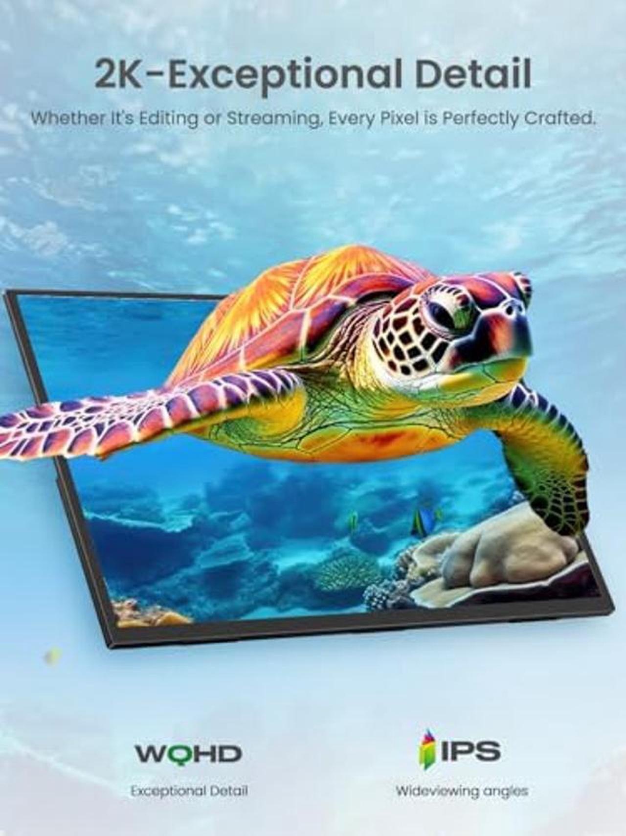 Alt view image 5 of 5 - EPORMOT Portable Monitor 24.5" 165HZ, 2K Portable Gaming Monitor with FreeSync, HDR, 180degAdjustable Kickstand & VESA, 350Nits QHD IPS Large Travel Gaming Second Screen for Laptop, Switch