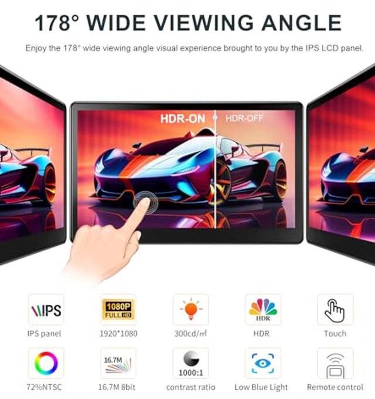 Alt view image 2 of 5 - NLIEOPDA Touchscreen Monitor 15.6 inch, FHD 1920x1080 IPS Screen Laptop Touch Monitor HDMI VGA DVI Touch Display Support VESA Mount Compatible with Laptops PC Mini PC PS5/4 Xbox
