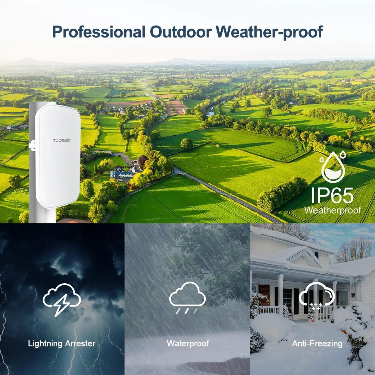 Alt view image 3 of 5 - WiFi Extender Signal Booster, 2025 WiFi Range Extender for Outdoor, 1200Mbps Dual-Band WiFi Internet Booster, WiFi Repeater with Ethernet Port Covers Up to Least 3440 Sq. ft and 30 Devices