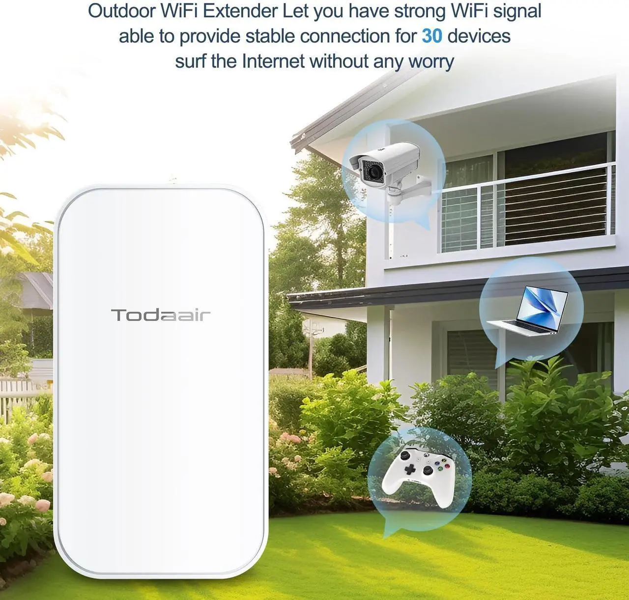 Alt view image 5 of 5 - WiFi Extender Signal Booster, 2025 WiFi Range Extender for Outdoor, 1200Mbps Dual-Band WiFi Internet Booster, WiFi Repeater with Ethernet Port Covers Up to Least 3440 Sq. ft and 30 Devices