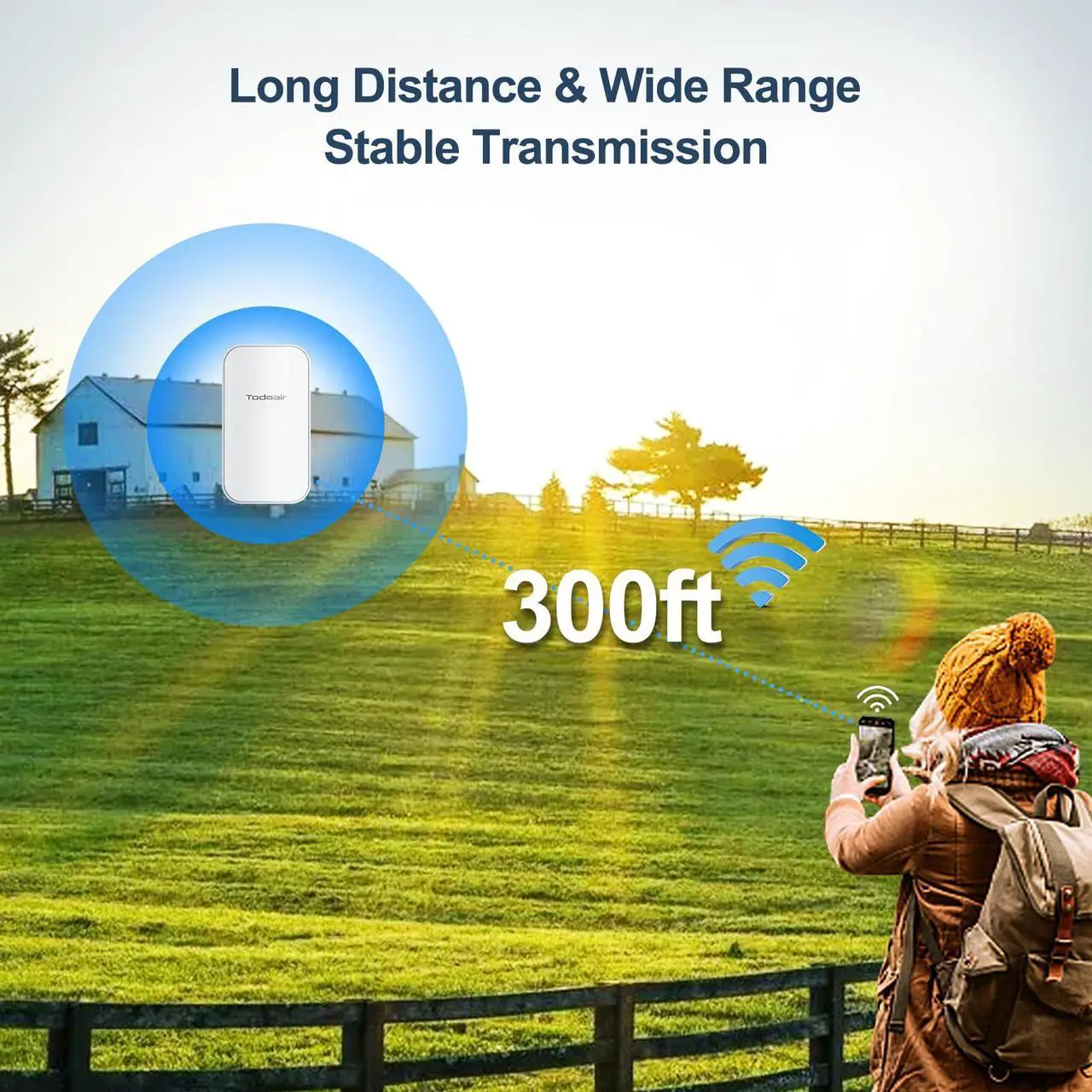 Alt view image 4 of 5 - WiFi Extender Signal Booster, 2025 WiFi Range Extender for Outdoor, 1200Mbps Dual-Band WiFi Internet Booster, WiFi Repeater with Ethernet Port Covers Up to Least 3440 Sq. ft and 30 Devices