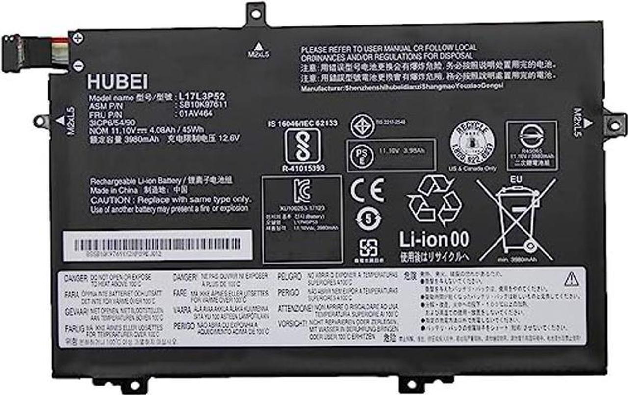Main image of L17C3P52 L17L3P52 SB10K97610 01AV463 L17M3P53 SB10K97611 01AV464 L17M3P54 SB10K97612 01AV465 SB10K97613 01AV466 Laptop Battery Replacement for Lenovo ThinkPad L14 L480 L490 L580 L590 Serie(11.1V 45Wh)