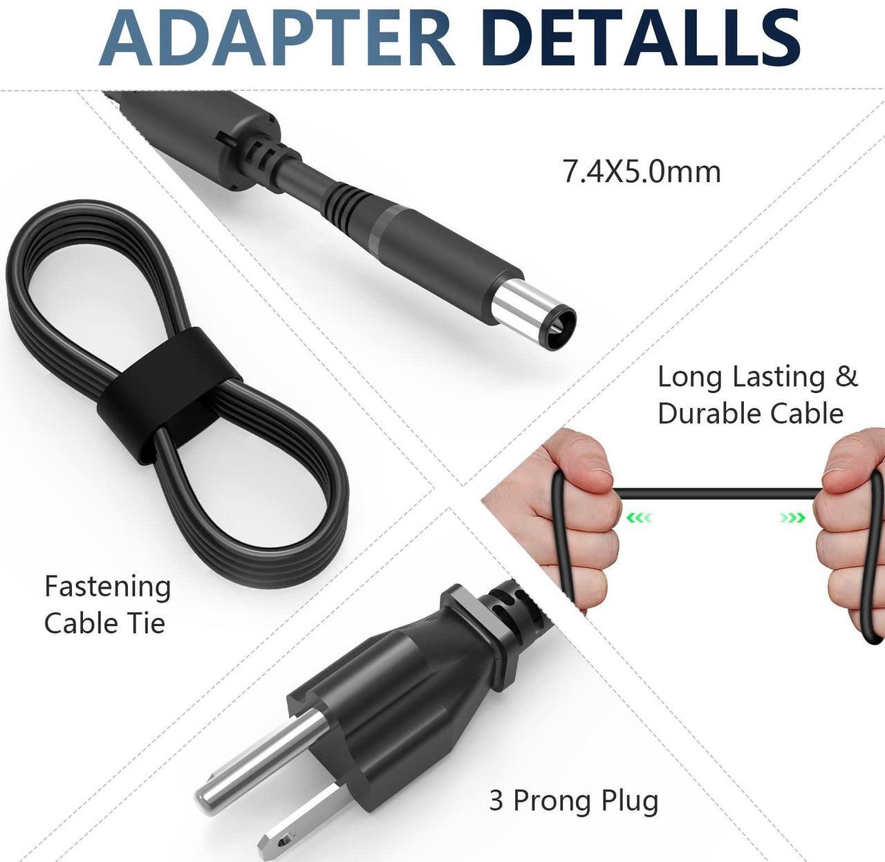 Alt view image 2 of 5 - New 130W PA-4E Charger for Dell G3 15 3500 3579 Inspiron 15 7000 7559 LA130PM121 DA130PE1-00 JU012 CM161 Laptop Adapter