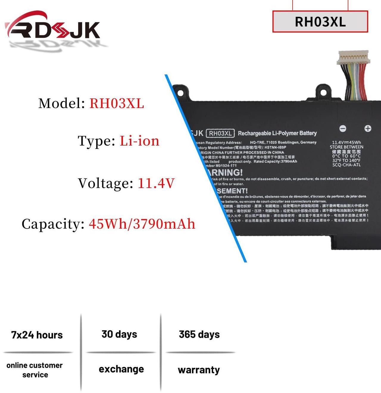 Alt view image 2 of 5 - RH03XL Laptop Battery for HP ProBook 430 440 445 450 630 640 650 G8 Zhan 66 Pro 14 G4 Series TPN-DB0B HSTNN-OB1T HSTNN-DB0B HSTNN-IB9P HSTNN-IB9Q HSTNN-UB7X M01524-2B1 M01524-AC1 M02027-005 11.4V 45Wh