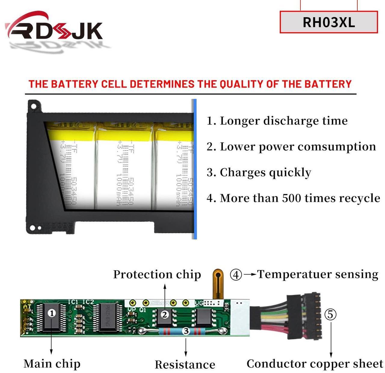 Alt view image 4 of 5 - RH03XL Laptop Battery for HP ProBook 430 440 445 450 630 640 650 G8 Zhan 66 Pro 14 G4 Series TPN-DB0B HSTNN-OB1T HSTNN-DB0B HSTNN-IB9P HSTNN-IB9Q HSTNN-UB7X M01524-2B1 M01524-AC1 M02027-005 11.4V 45Wh