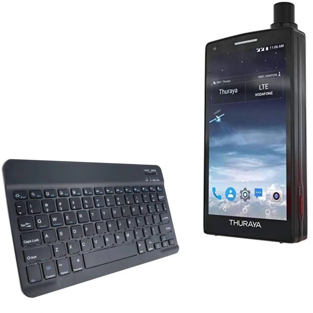 Main image of BoxWave Keyboard Compatible with Thuraya X5-Touch - SlimKeys Bluetooth Keyboard, Portable Thin with Chiclet-Style Keys - Jet Black