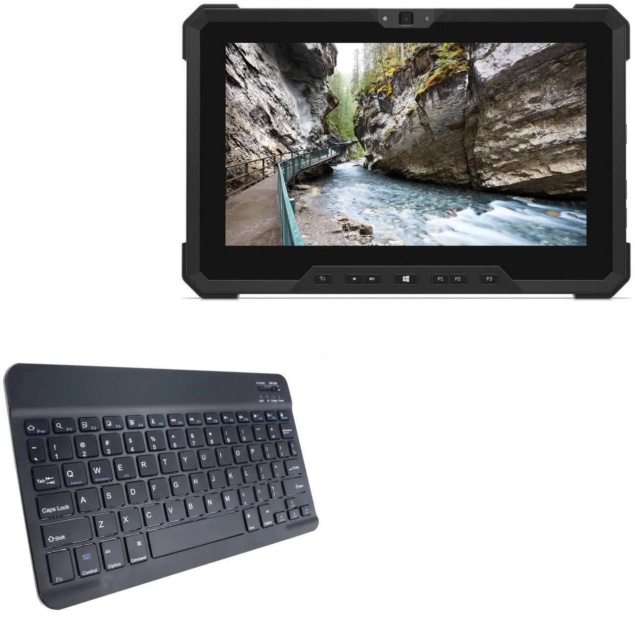 Main image of BoxWave Keyboard Compatible with Dell Latitude 7212 Rugged Extreme Tablet - SlimKeys Bluetooth Keyboard, Portable Thin with Chiclet-Style Keys - Jet Black