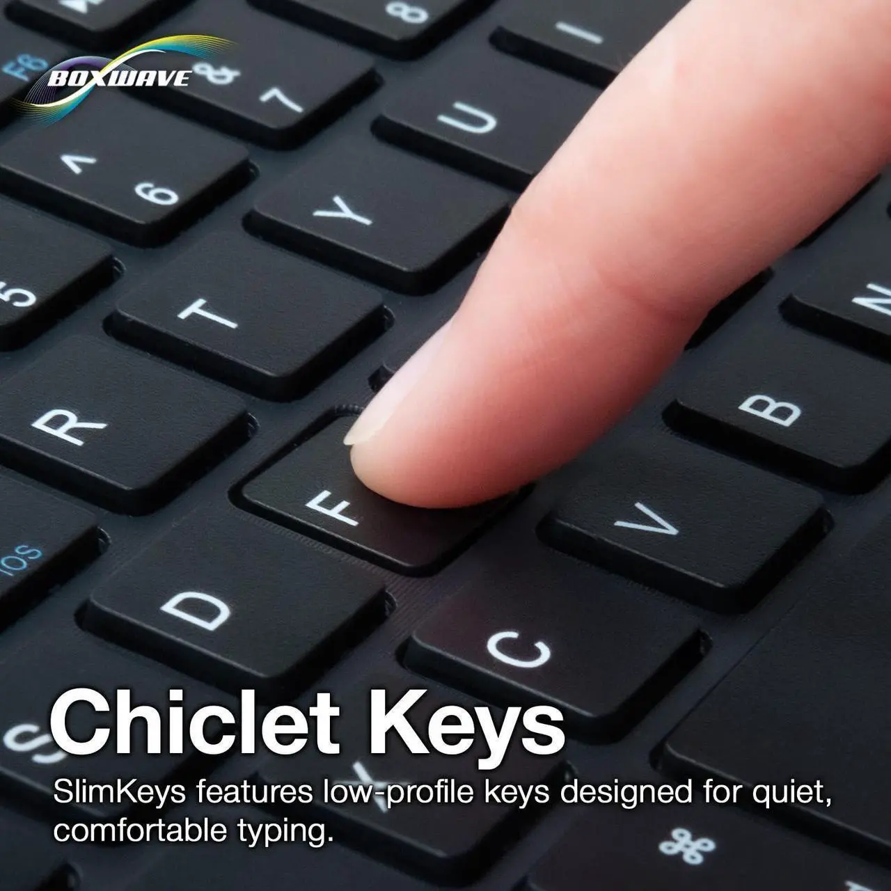 Alt view image 5 of 5 - BoxWave Keyboard Compatible with Dell Latitude 7212 Rugged Extreme Tablet - SlimKeys Bluetooth Keyboard, Portable Thin with Chiclet-Style Keys - Jet Black
