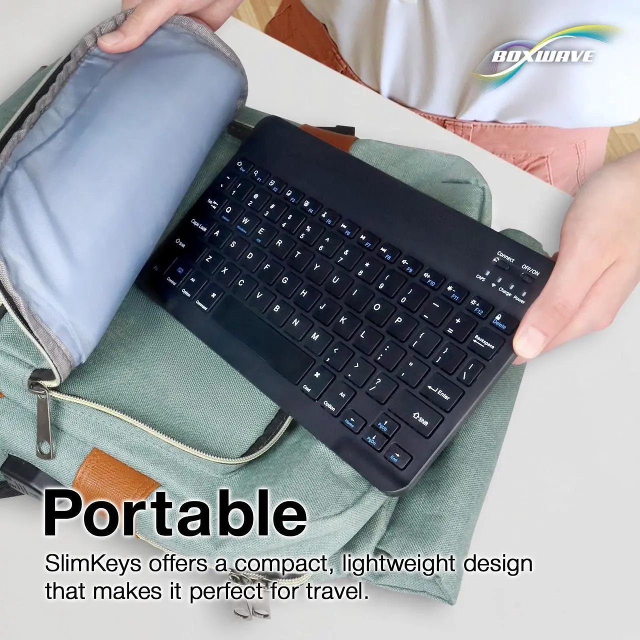 Alt view image 4 of 5 - BoxWave Keyboard Compatible with Dell Latitude 7212 Rugged Extreme Tablet - SlimKeys Bluetooth Keyboard, Portable Thin with Chiclet-Style Keys - Jet Black
