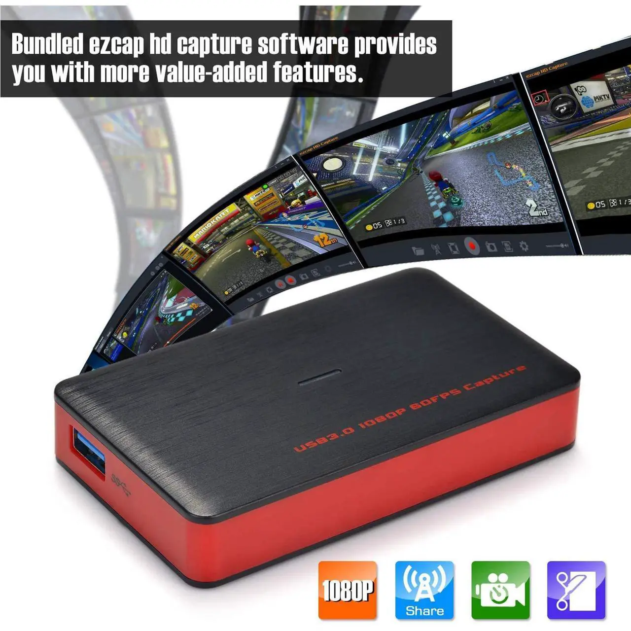 Alt view image 5 of 5 - USB3.0 Game Capture Card 4K@30, 4K HDMI Video Capture Live Streaming Record 4K 30 FPS or 1080p120, 1440p60, HDMI Capture Card Work for PS5/PS4/Xbox One/Switch/Camera