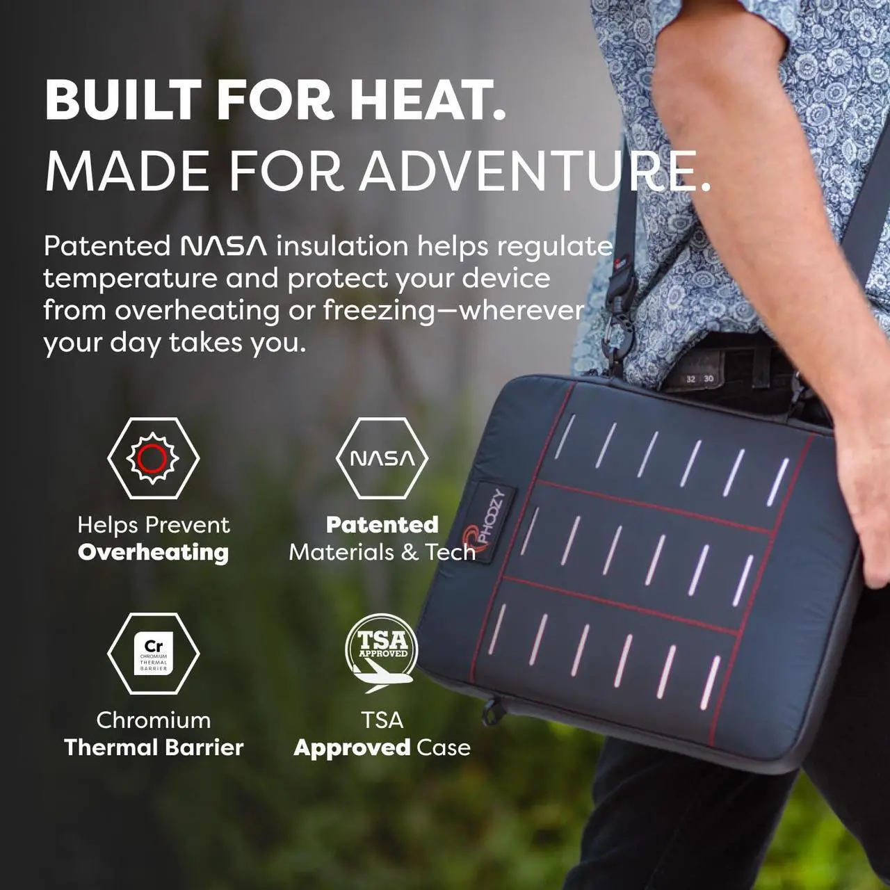 Alt view image 2 of 5 - PHOOZY Insulated Thermal Sleeve for Laptops, iPads, MacBooks & Similar Sized Tablets or Laptops up to 11" - Patented NASA Thermal Technology Extends Battery Life in The Cold (Cosmic Black)