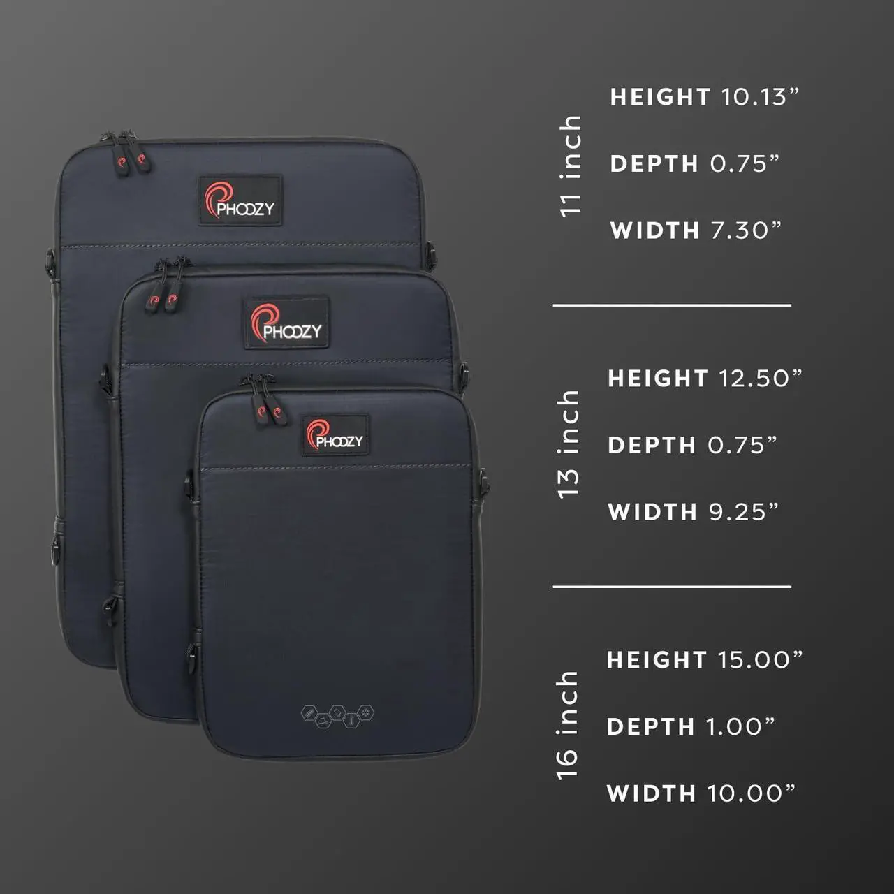 Alt view image 4 of 5 - PHOOZY Insulated Thermal Sleeve for Laptops, iPads, MacBooks & Similar Sized Tablets or Laptops up to 11" - Patented NASA Thermal Technology Extends Battery Life in The Cold (Cosmic Black)