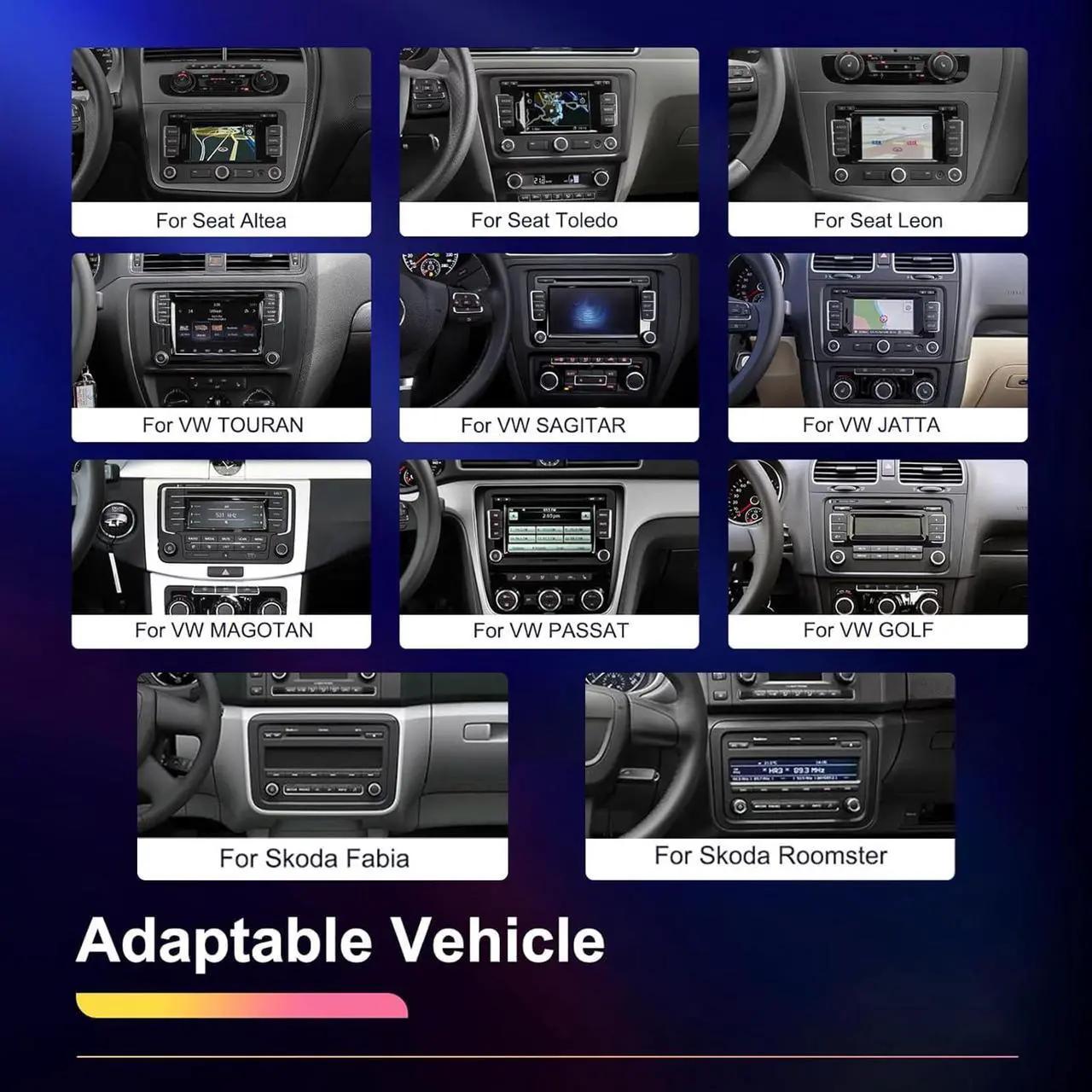 Alt view image 2 of 5 - Hikity Android 13 Car Stereo for VW Seat Passat Golf Tiguann Jetta Polo Skoda Wireless Carplay, 2+64GB 9 Inch Touch Screen Android Auto for VW Car Radio with GPS Navigation WiFi Backup Camera HiFi