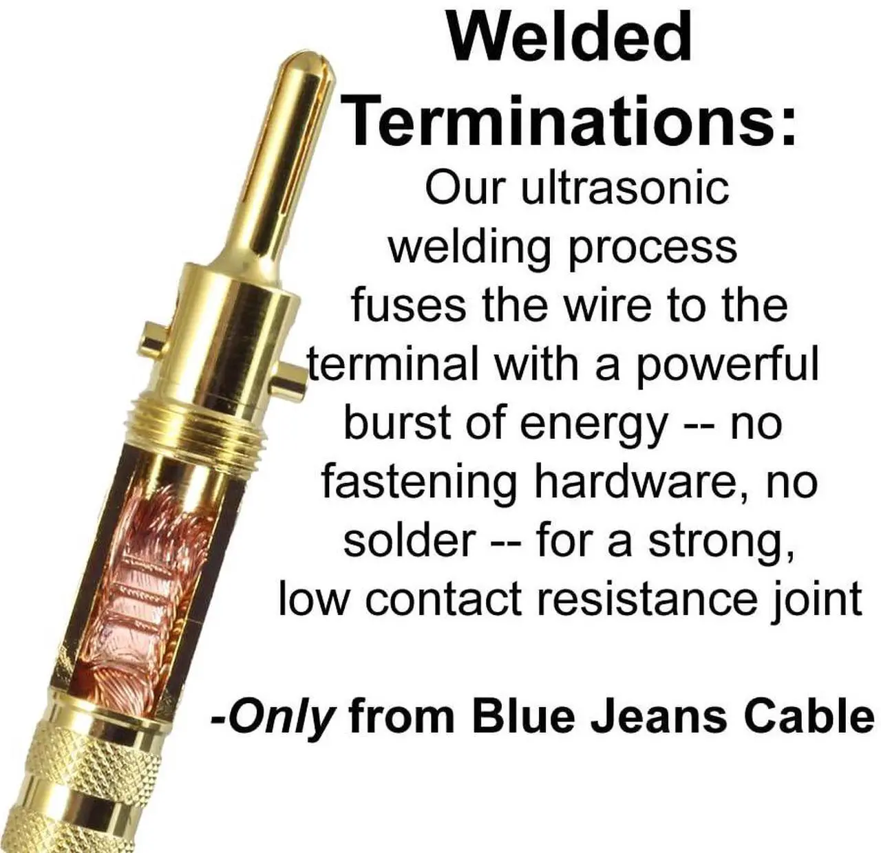 Alt view image 2 of 4 - Blue Jeans Cable Canare 4S11 Speaker Cable, with Ultrasonically-Welded Conventional (Non-Bi-Wire) Terminations, (One Cable - for one Speaker); Assembled in The USA (8 Foot, Grey, Bananas to Bananas)