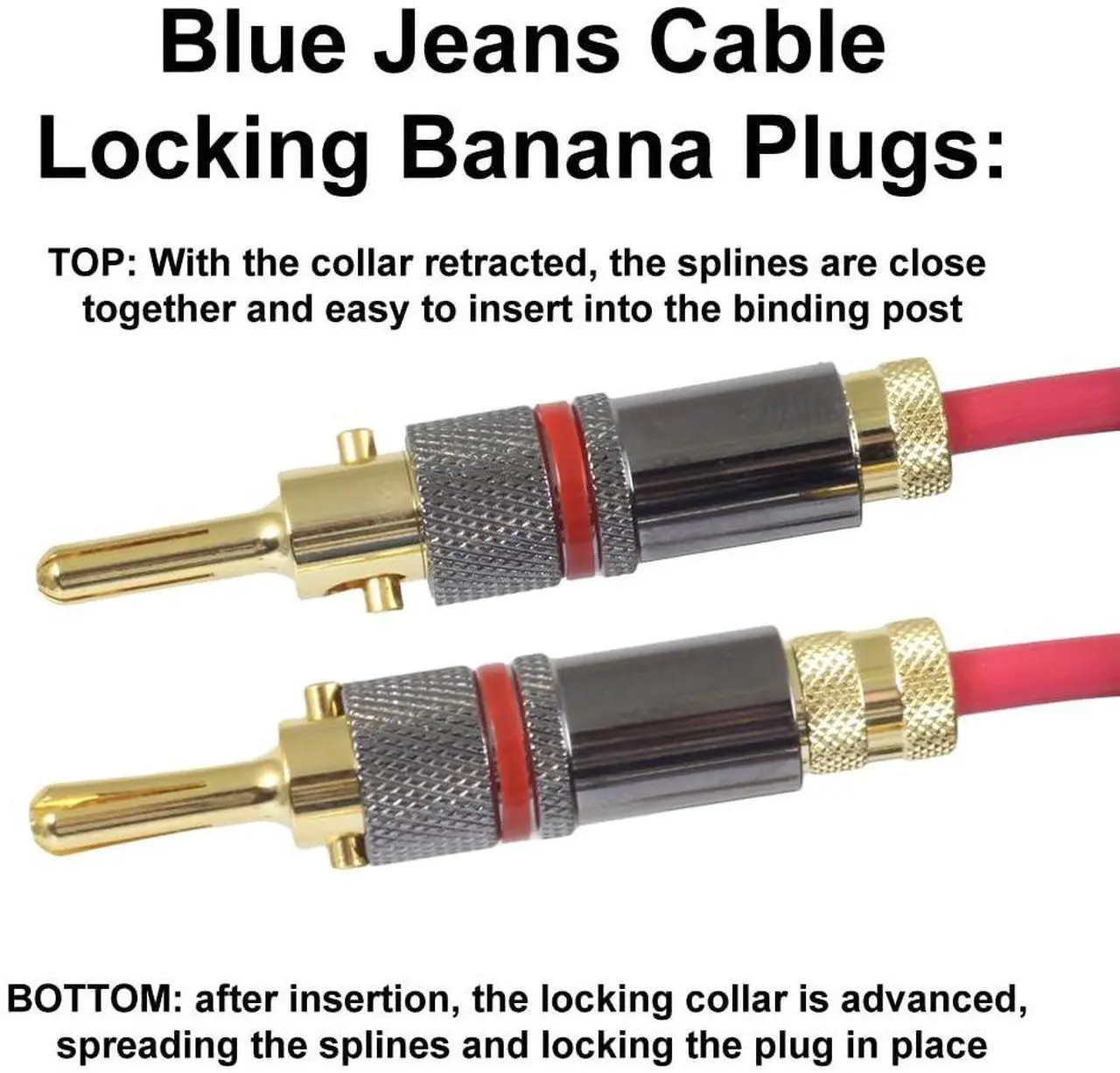 Alt view image 3 of 4 - Blue Jeans Cable Canare 4S11 Speaker Cable, with Ultrasonically-Welded Conventional (Non-Bi-Wire) Terminations, (One Cable - for one Speaker); Assembled in The USA (8 Foot, Grey, Bananas to Bananas)
