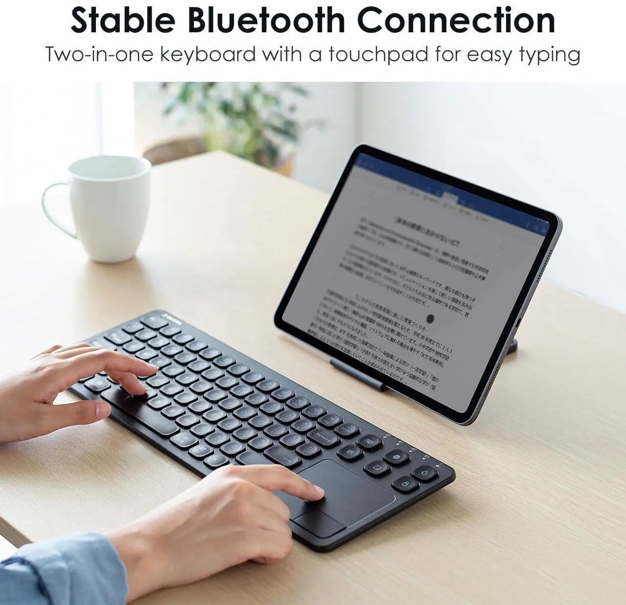 Alt view image 2 of 5 - SANWA Multi Device Bluetooth Keyboard with Touchpad, Rechargeable Keypad with Trackpad for Laptop Desktop Computer PC iPad/iPhone Tablet, Compatible with MacBook, Windows, Android, iOS, Black