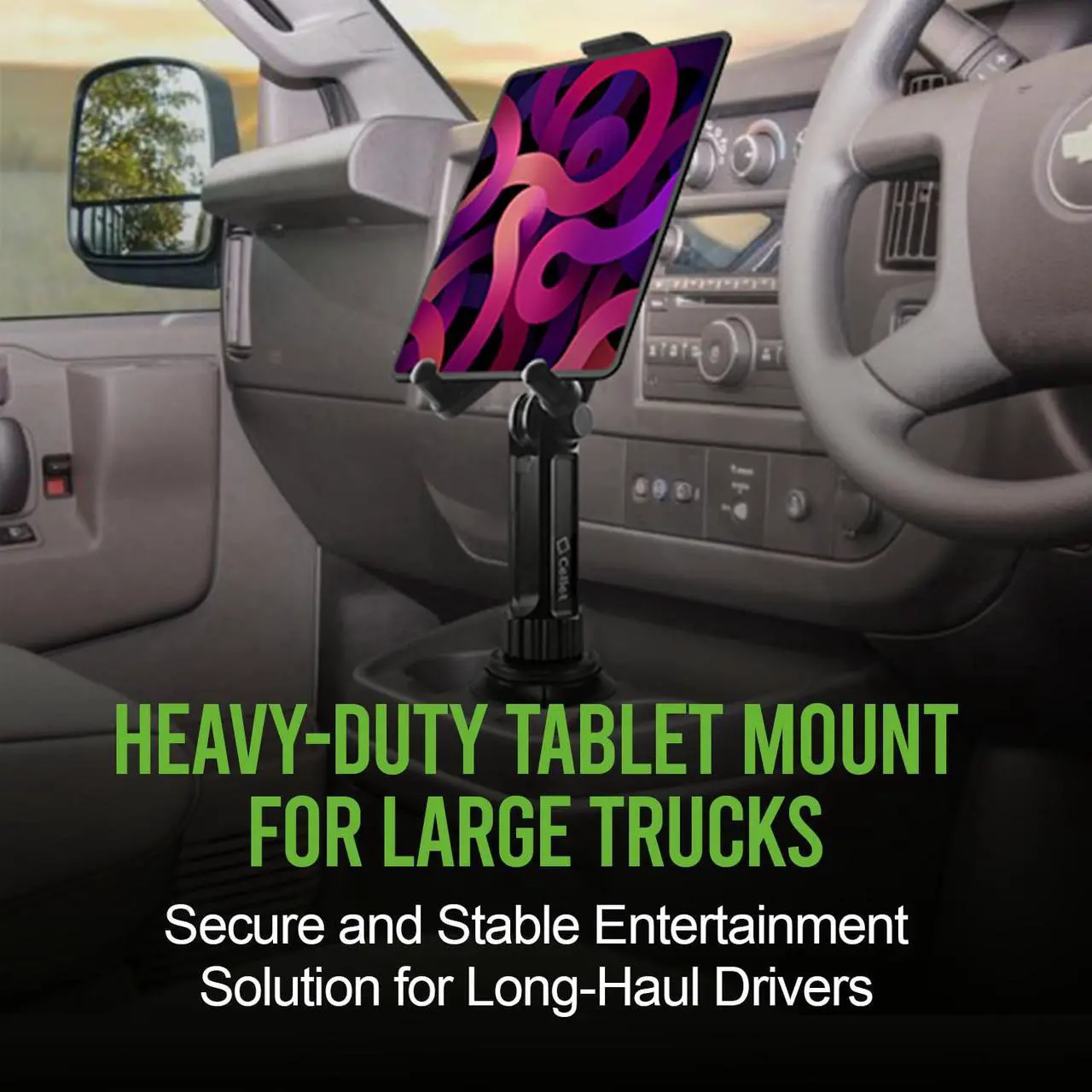 Alt view image 2 of 5 - Universal Car Cup Holder Tablet Mount  Adjustable Gooseneck Stand for iPad, Galaxy, Kindle, Smartphones & More  Stable Base Fits Cup Holders 2.5"-4" for Front & Back Seat Use