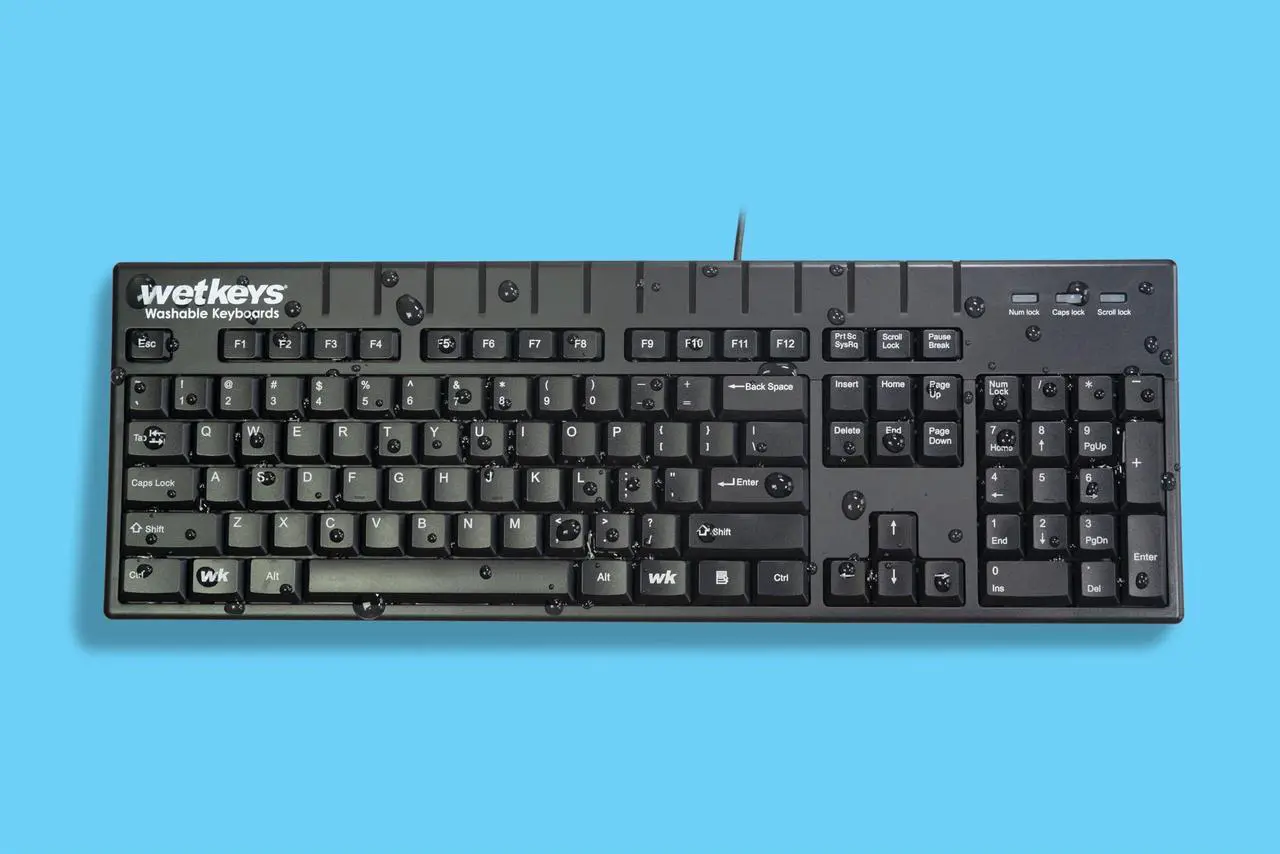 Alt view image 3 of 5 - WetKeys Professional-Grade Full-Size ABS Plastic Washable Keyboard with 10-Key Number-pad (USB) (Black) | KBWKABS104-BK