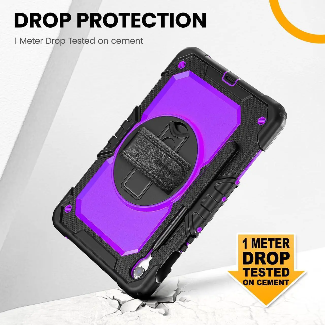 Alt view image 3 of 5 - Timecity Case for Samsung Galaxy Tab S10 FE/ S9 FE 5G 10.9 Inch/ S9 11 Inch - Heavy Duty Protective Cover with Screen Protector, Rotating Stand, Shoulder Strap & S Pen Holder | Kids-Friendly, Purple
