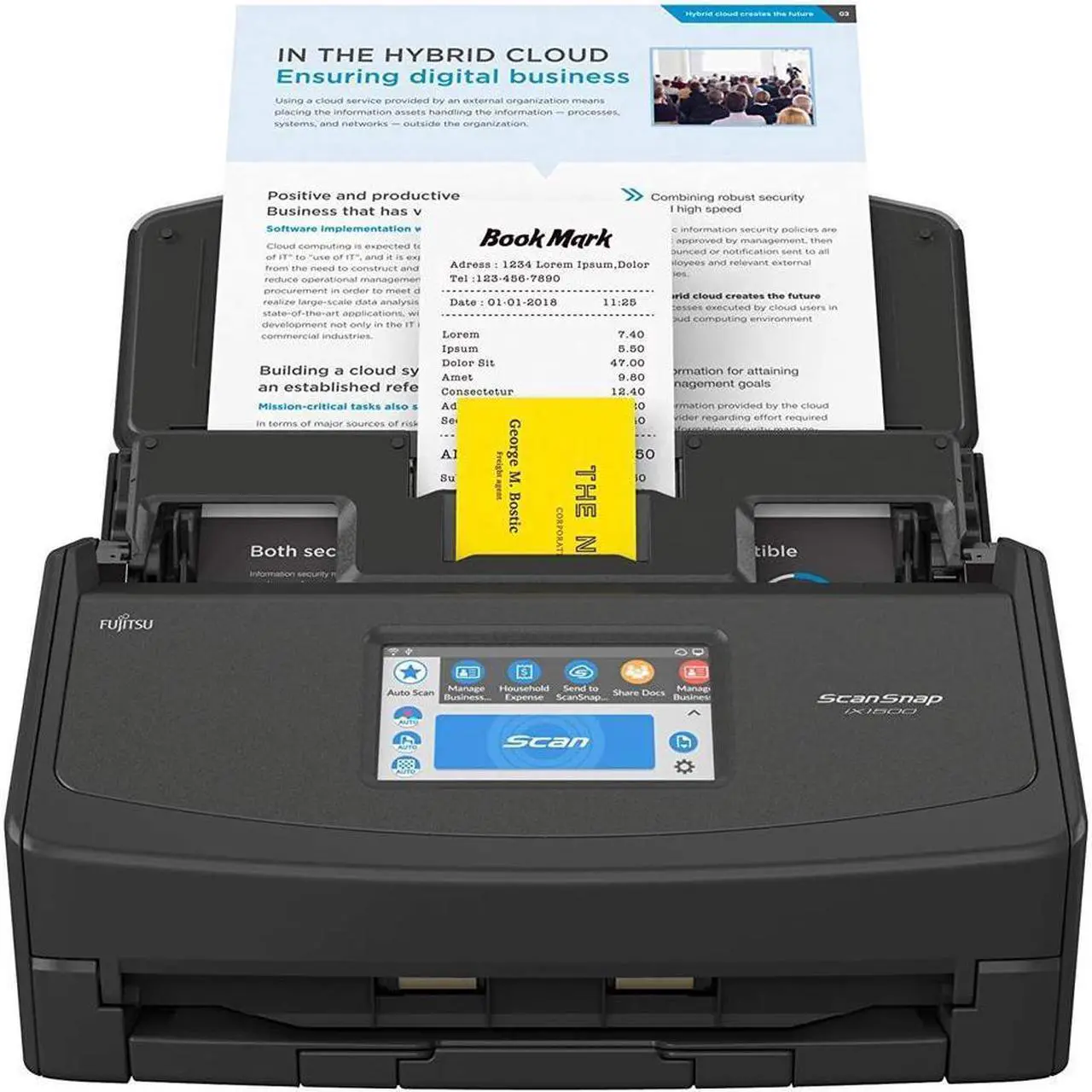 Alt view image 2 of 5 - Fujitsu ScanSnap iX1500 (PA03770-B105) Color Duplex Document Scanner with Touch Screen for Mac and PC.