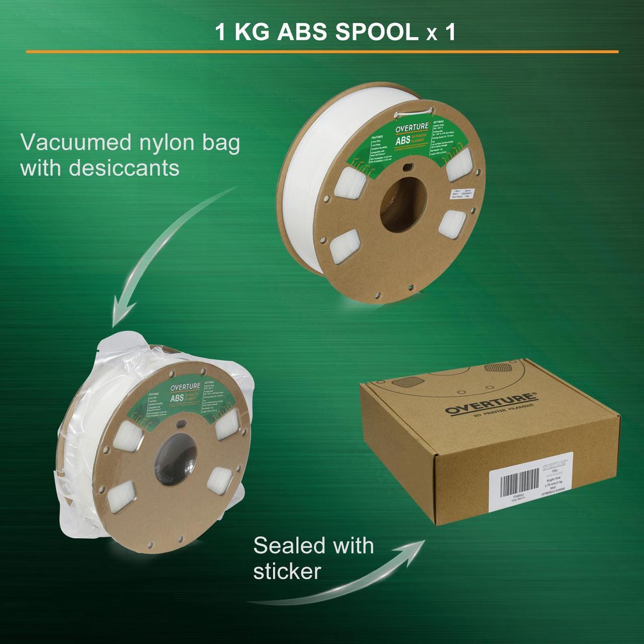 Alt view image 6 of 7 - OVERTURE ABS Filament 1.75mm, ABS 1kg Spool (2.2lbs),3D Printer Filament,Dimensional Accuracy +/- 0.03 mm, Fit Most FDM Printer (Natural)