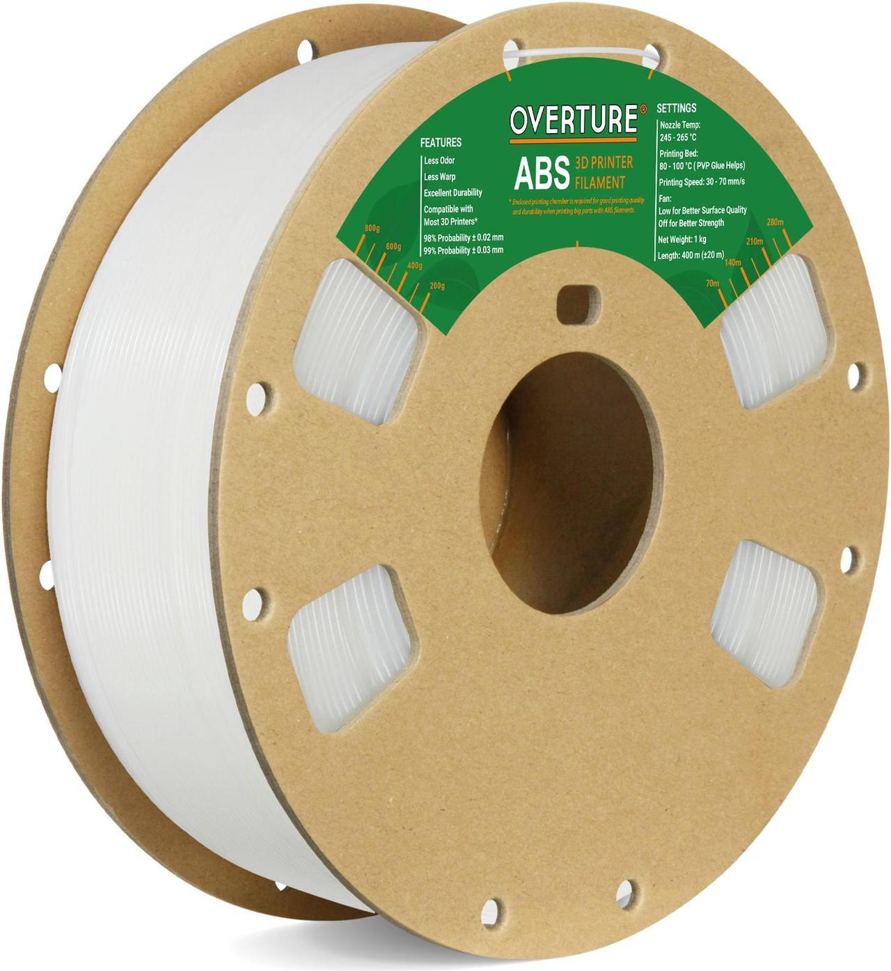 Main image of OVERTURE ABS Filament 1.75mm, ABS 1kg Spool (2.2lbs),3D Printer Filament,Dimensional Accuracy +/- 0.03 mm, Fit Most FDM Printer (Natural)