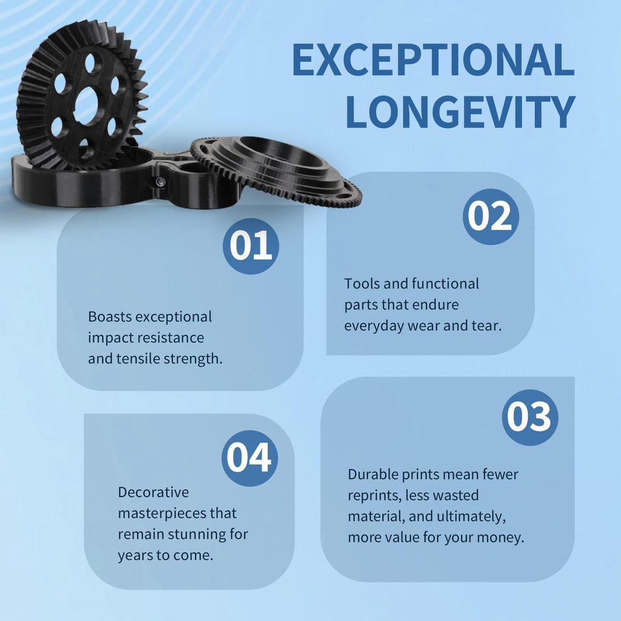 Alt view image 4 of 7 - OVERTURE Nylon Filament 1.75mm 3D Printer Filament, Polyamide (PA) 1kg Spool (2.2lbs), Dimensional Accuracy +/- 0.03 mm, Fit Most FDM Printer (Black)