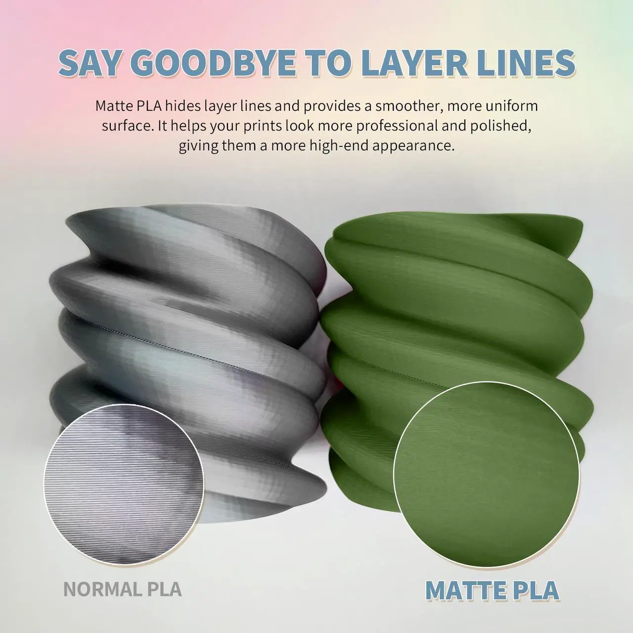 Alt view image 2 of 7 - OVERTURE PLA Matte Filament 1.75mm, Matte PLA Roll 1kg Cardboard Spool (2.2lbs), Dimensional Accuracy +/- 0.03 mm (Army Green)