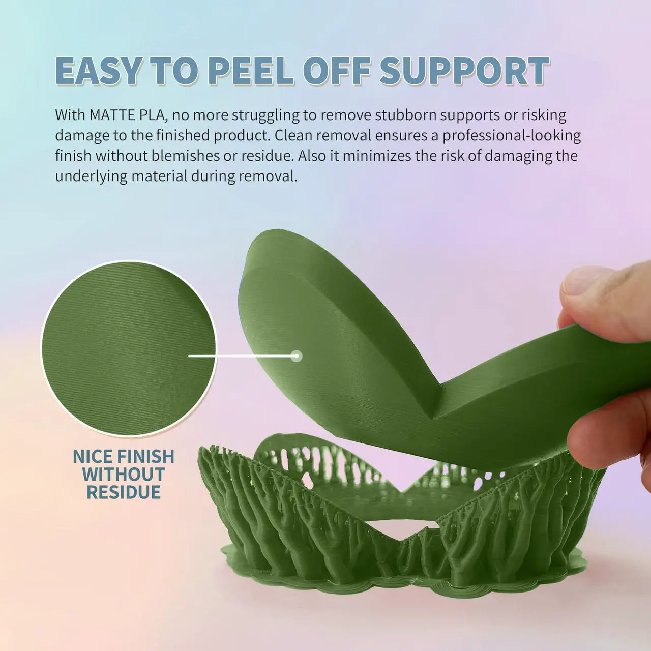 Alt view image 5 of 7 - OVERTURE PLA Matte Filament 1.75mm, Matte PLA Roll 1kg Cardboard Spool (2.2lbs), Dimensional Accuracy +/- 0.03 mm (Army Green)