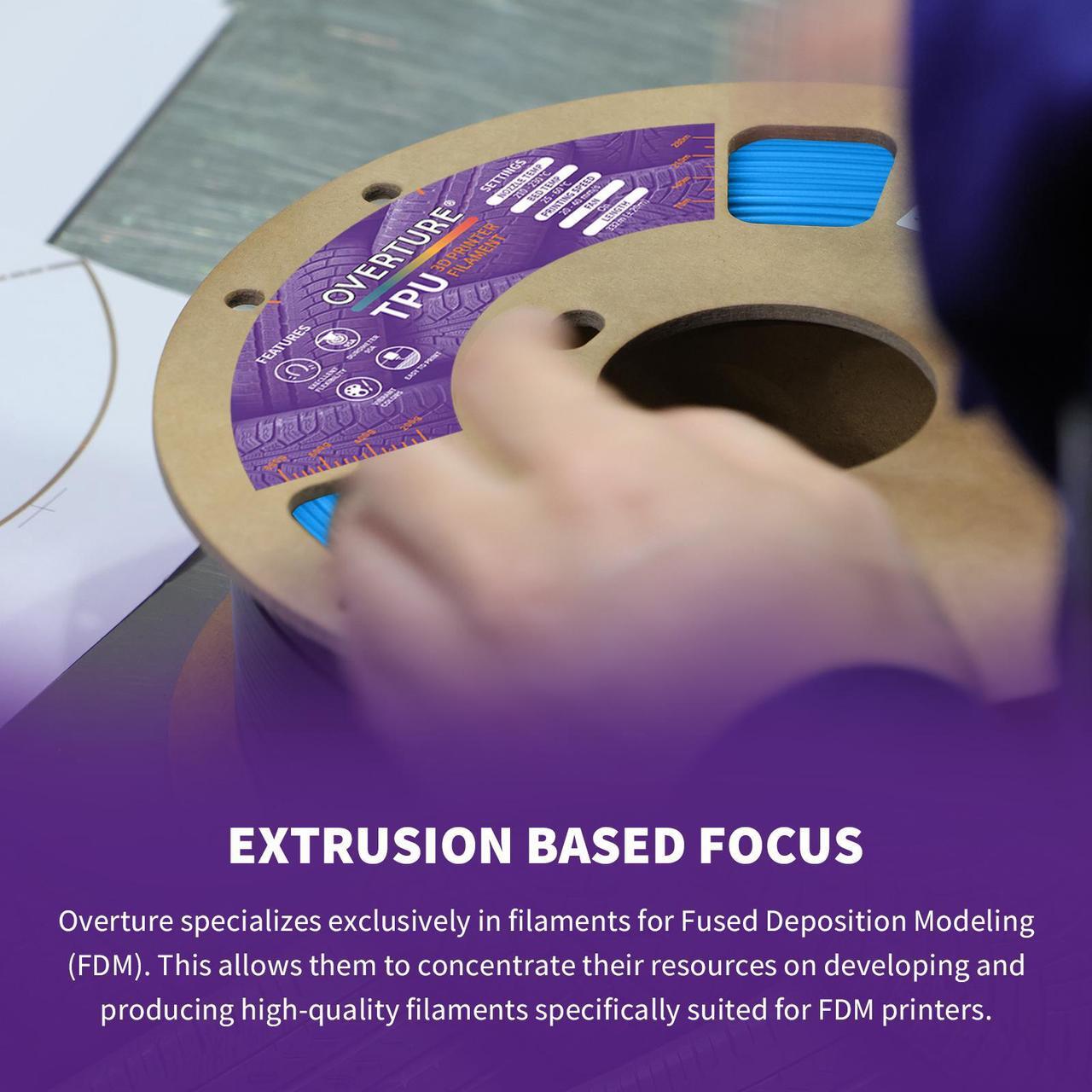 Alt view image 7 of 7 - OVERTURE TPU Filament 1.75mm Flexible TPU Roll, Soft 3D Printer Consumables, 1kg Spool (2.2 lbs), Dimensional Accuracy +/- 0.03 mm (Digital Blue)