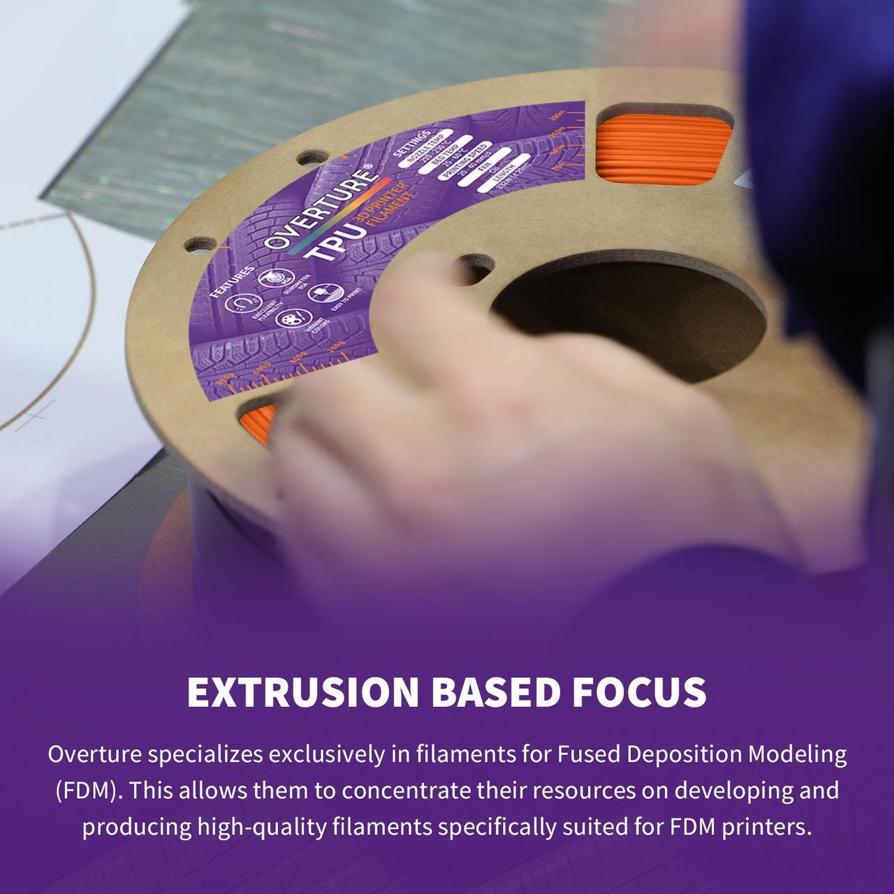 Alt view image 7 of 7 - OVERTURE TPU Filament 1.75mm Flexible TPU Roll, Soft 3D Printer Consumables, 1kg Spool (2.2 lbs), Dimensional Accuracy +/- 0.03 mm (Orange)