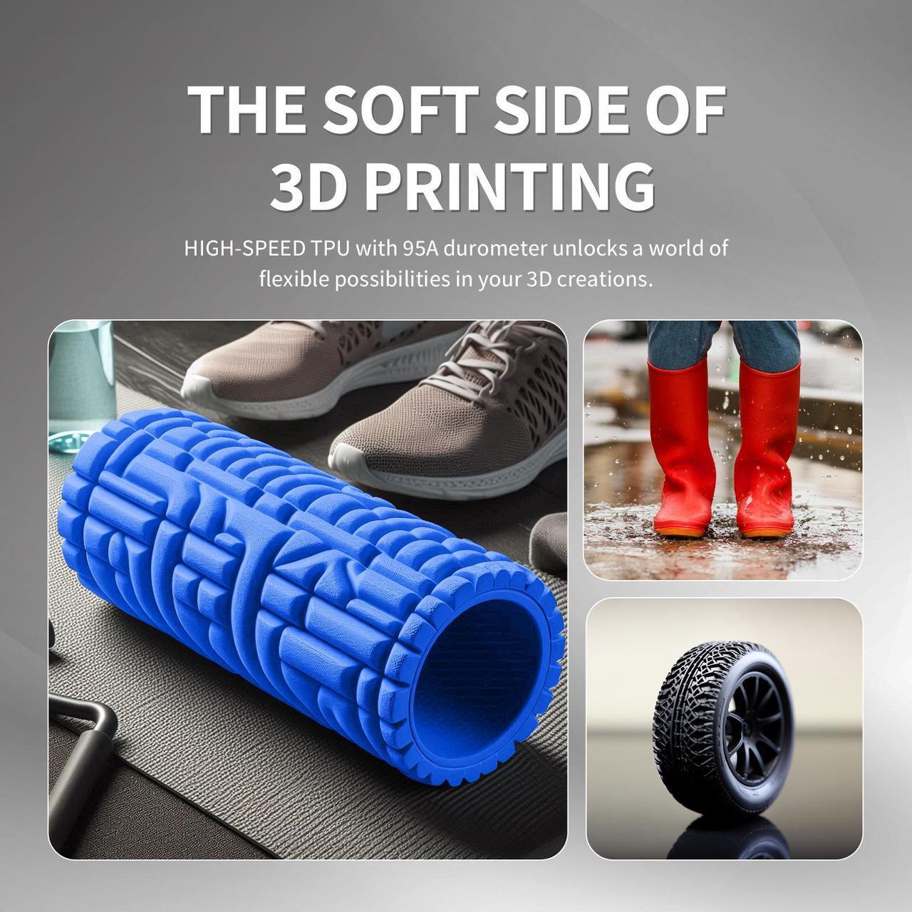 Alt view image 3 of 7 - OVERTURE TPU High Speed Filament 1.75mm Flexible 95A TPU Roll, 3D Printer Filament,Dimensional Accuracy +/- 0.03 mm, Fit Most FDM Printer Translucent (HS TPU Translucent Blue)