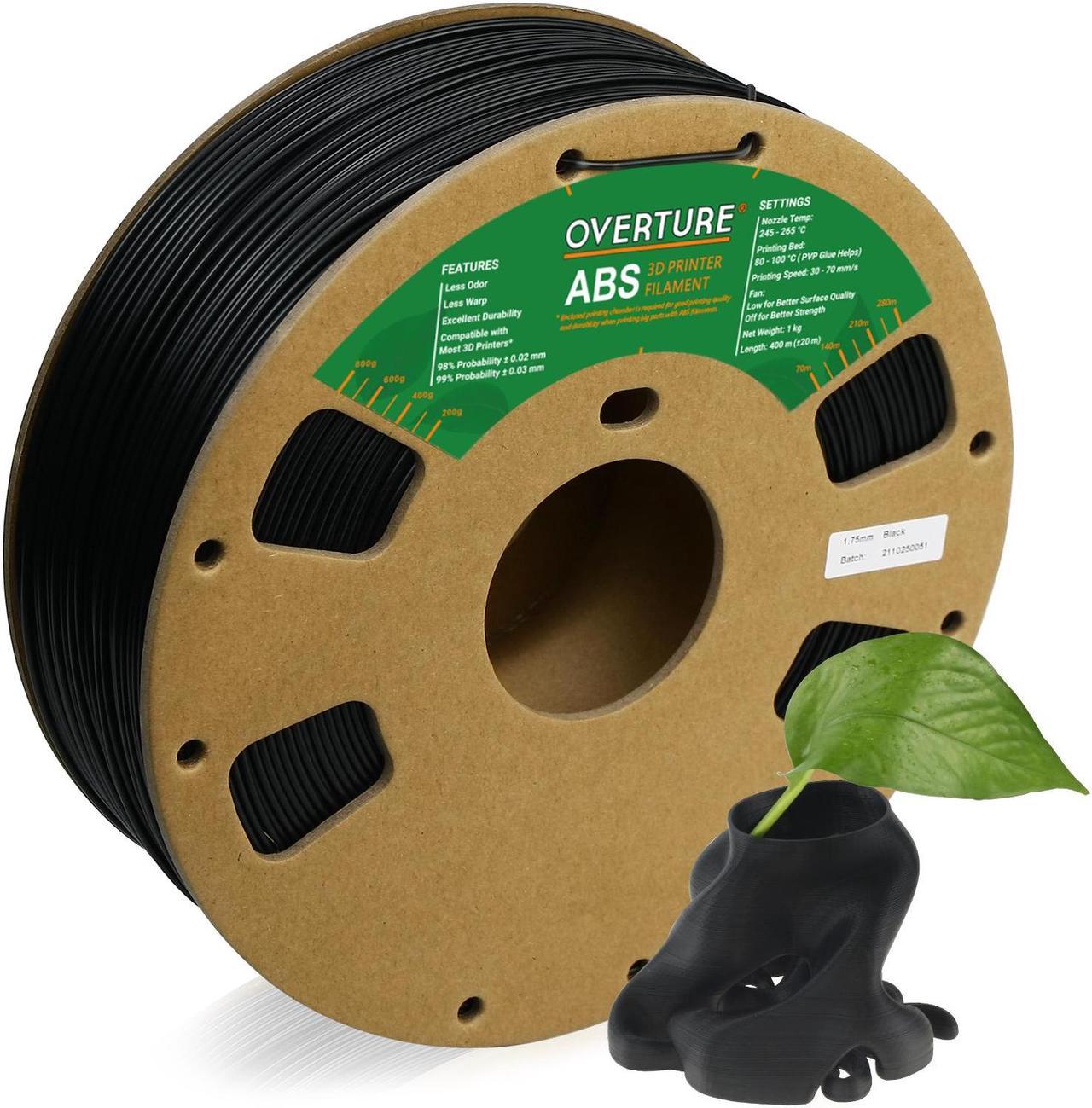 OVERTURE ABS 1.75mm Filament 3D Printer Filament, 1kg Spool (2.2lbs), Dimensional Accuracy +/- 0.03 mm, Fit Most FDM Printer